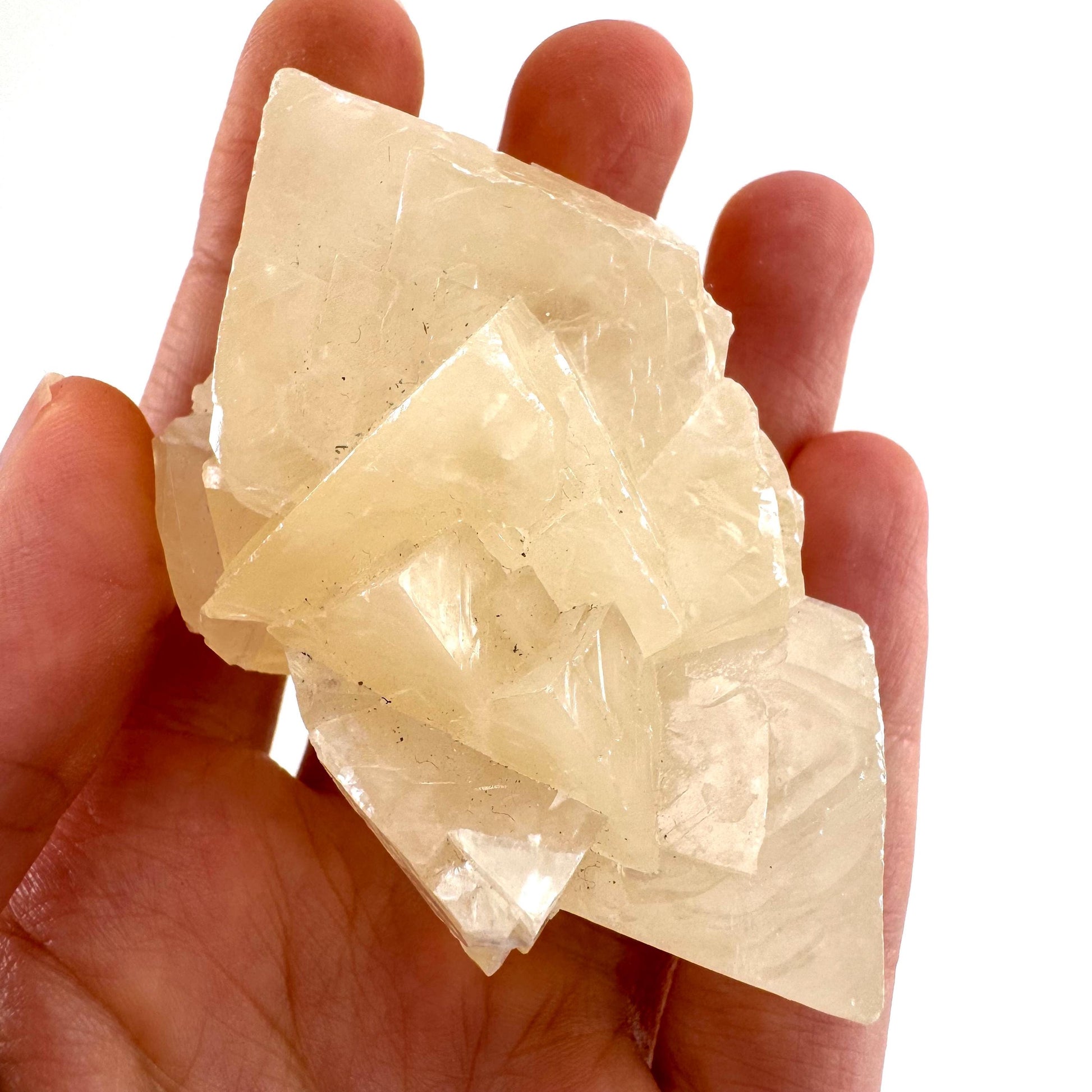 Fluorescent Calcite | UV-reactive raw crystal cluster, natural mineral specimen