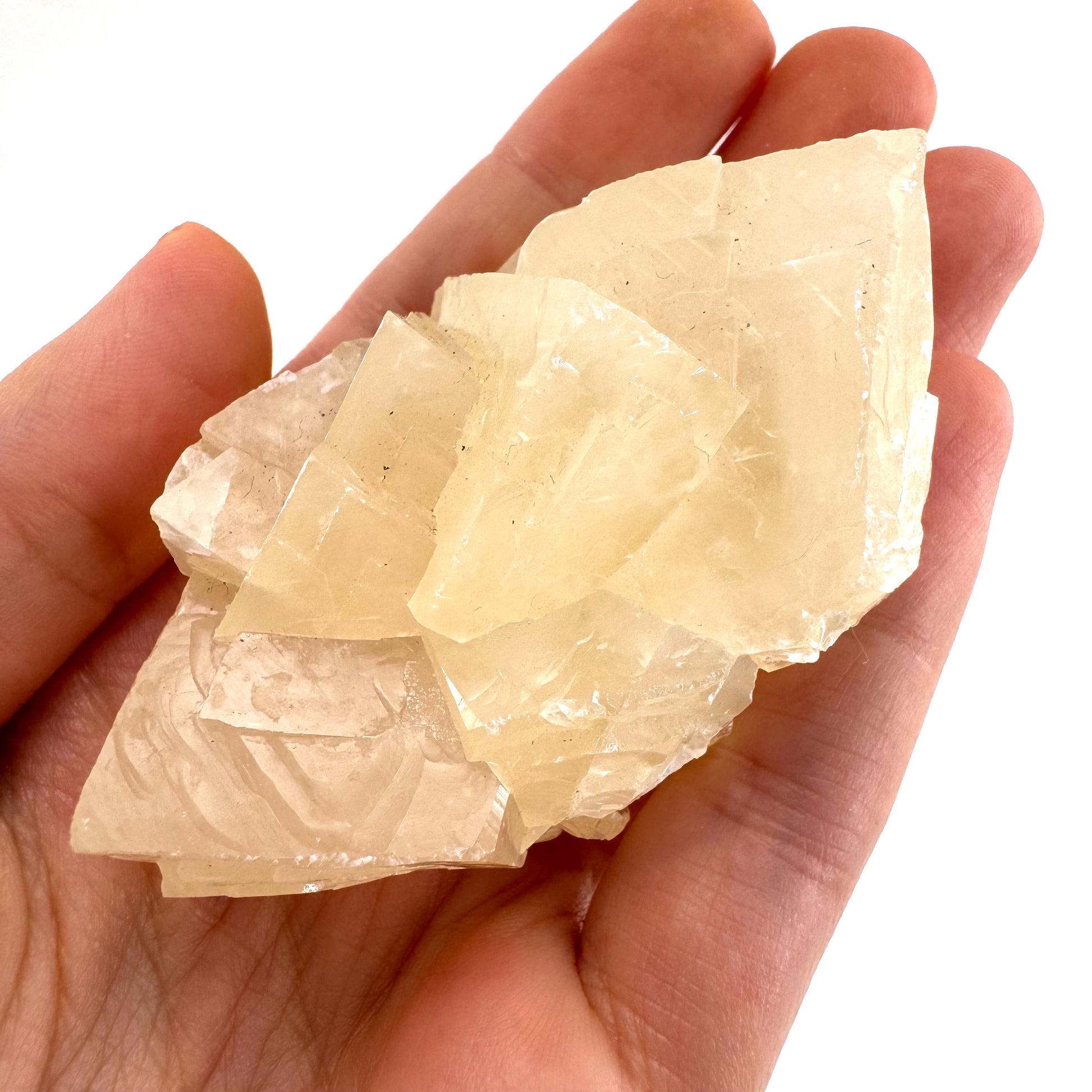 Fluorescent Calcite | UV-reactive raw crystal cluster, natural mineral specimen