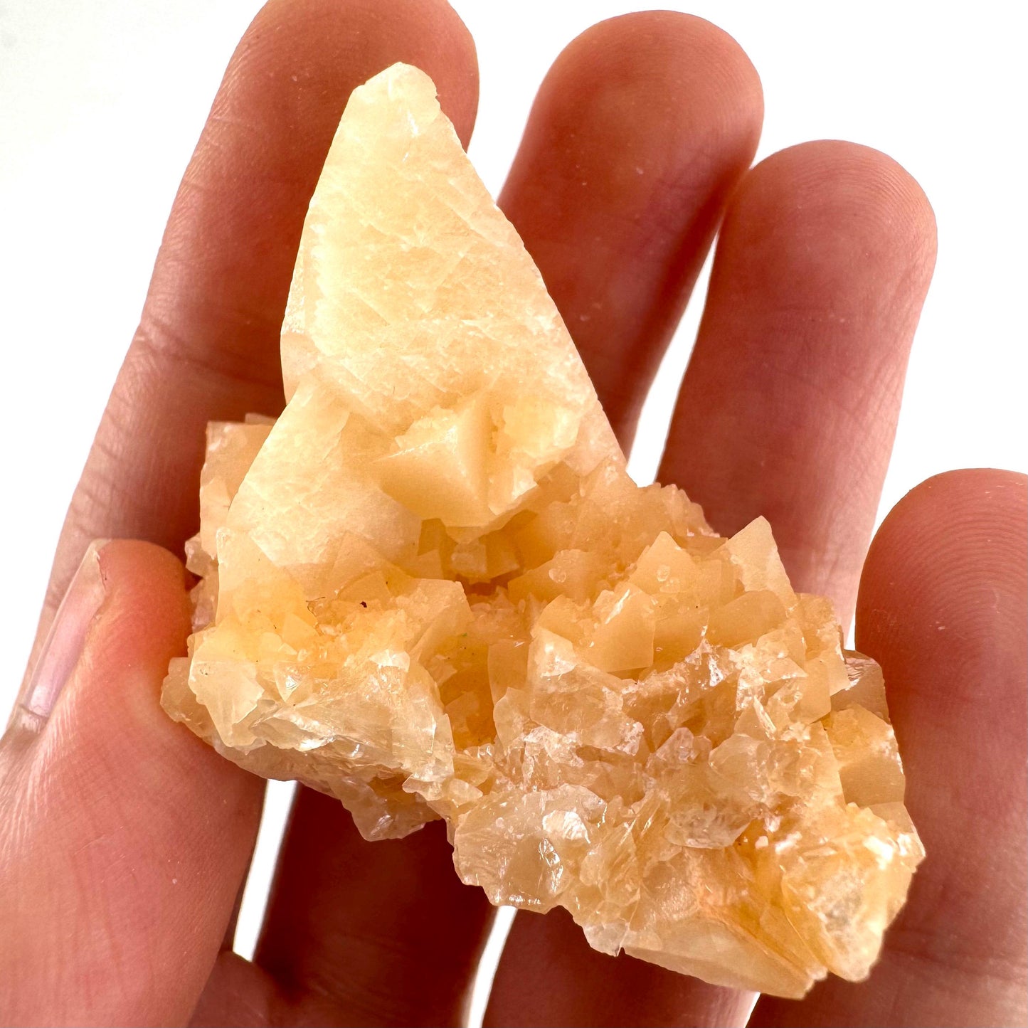 Fluorescent Calcite | UV-reactive raw crystal cluster, natural mineral specimen