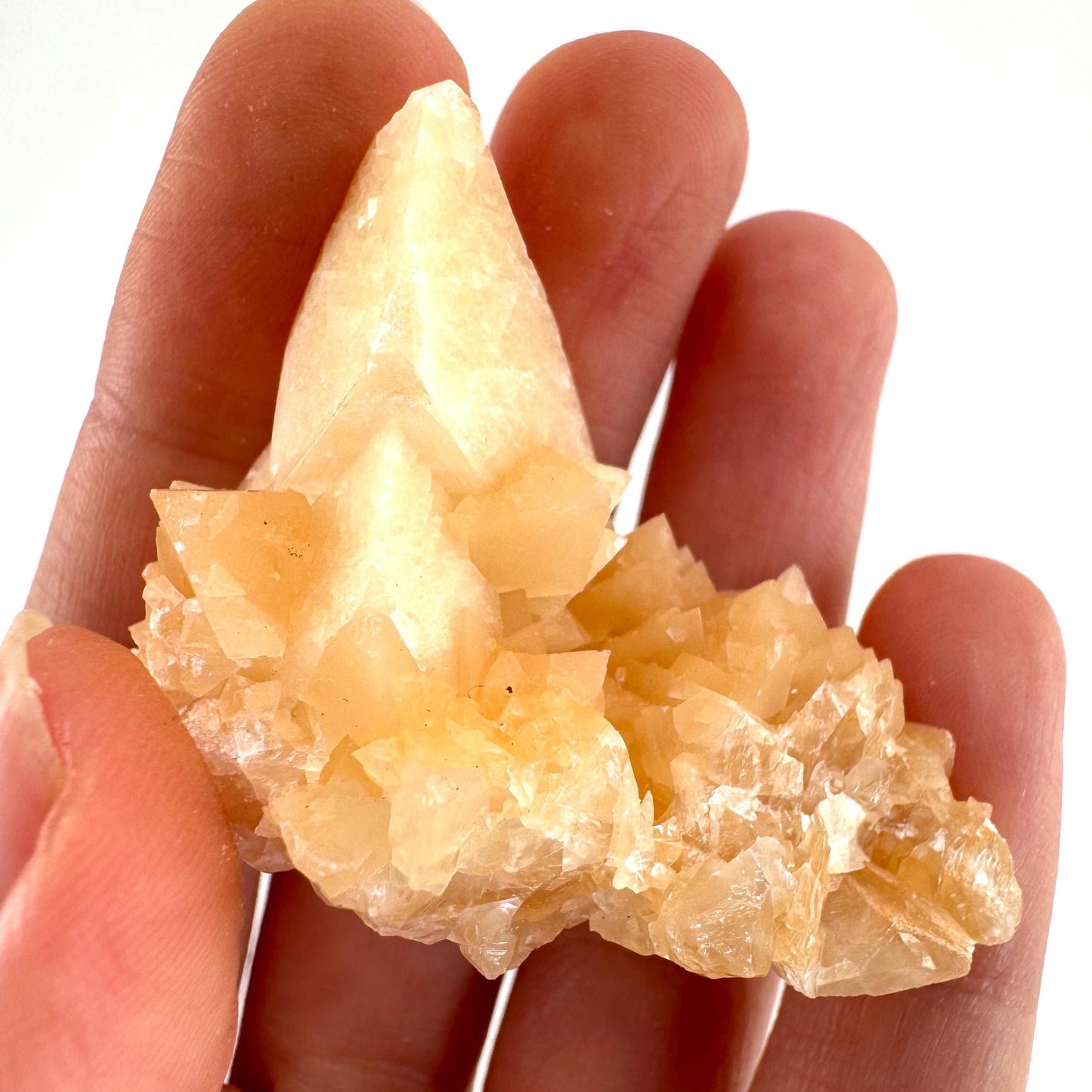 Fluorescent Calcite | UV-reactive raw crystal cluster, natural mineral specimen
