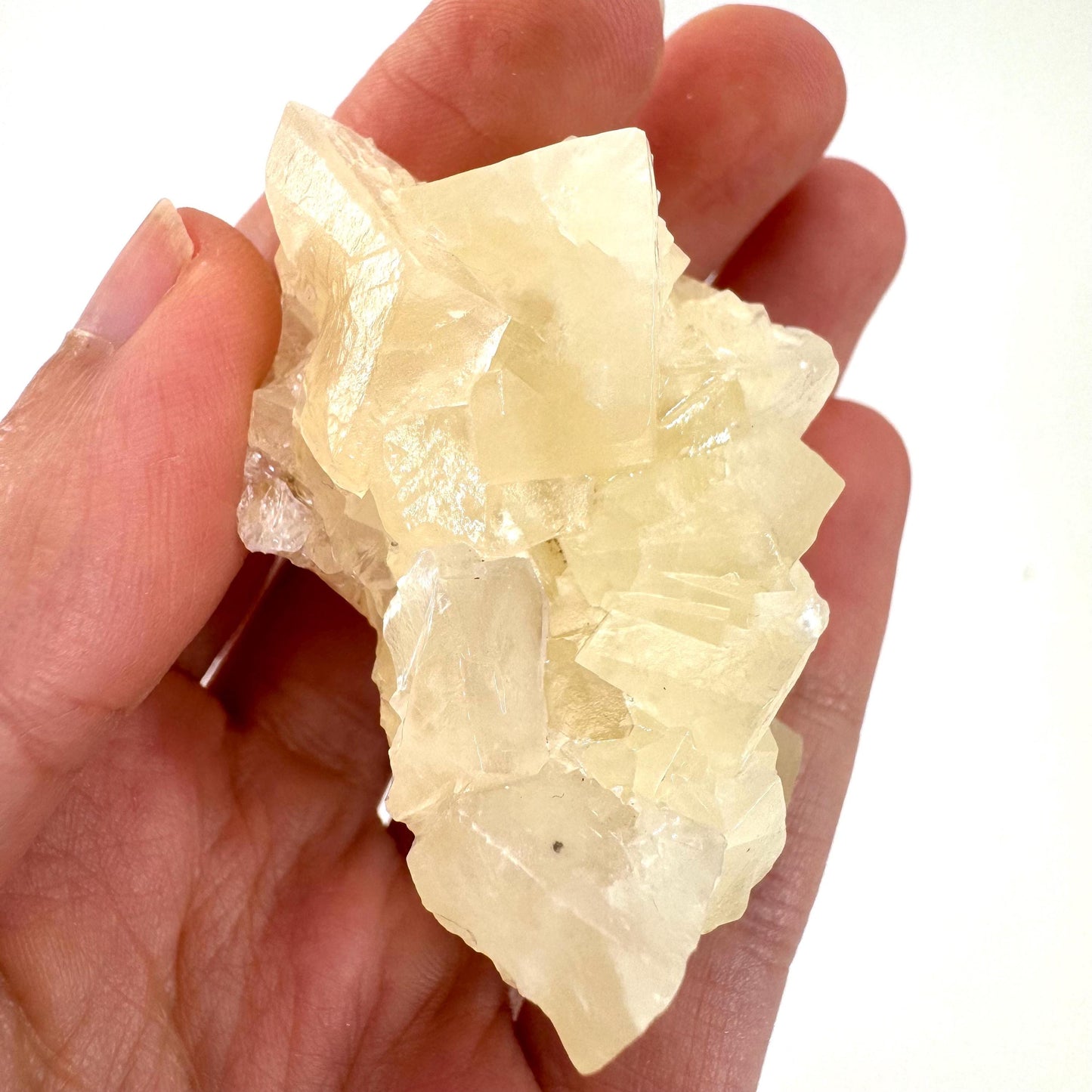 Fluorescent Calcite | UV-reactive raw crystal cluster, natural mineral specimen