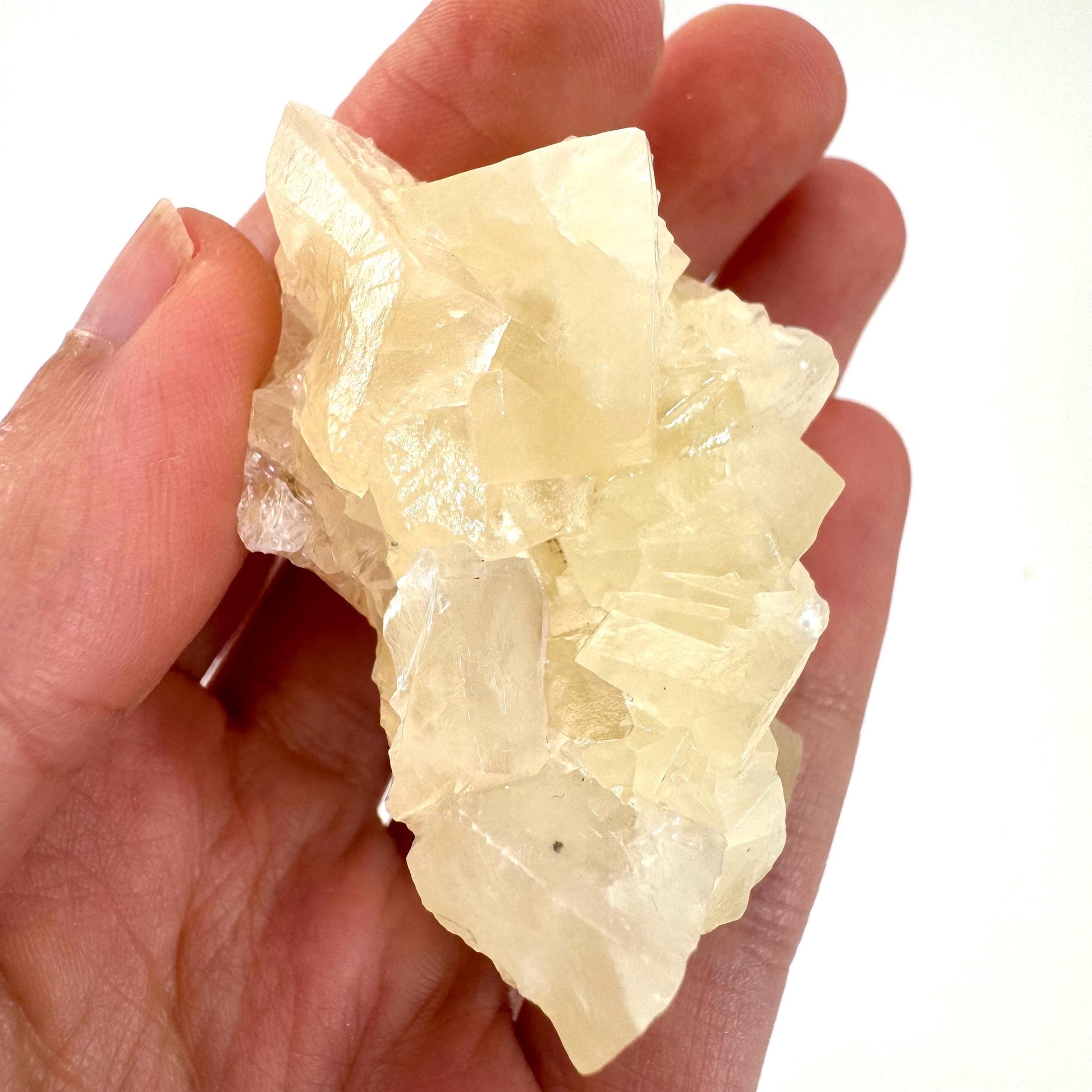 Fluorescent Calcite | UV-reactive raw crystal cluster, natural mineral specimen