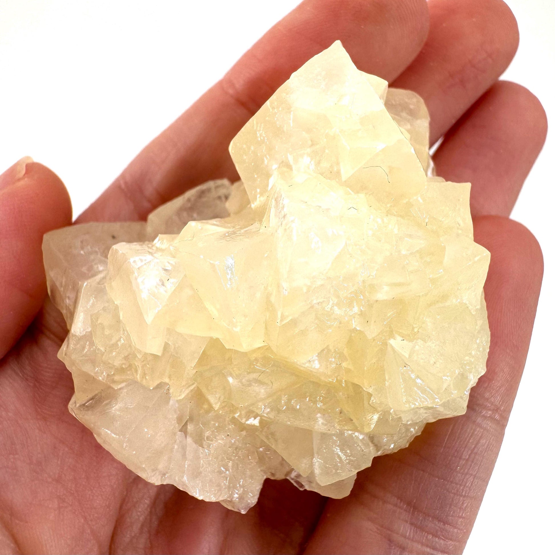 Fluorescent Calcite | UV-reactive raw crystal cluster, natural mineral specimen