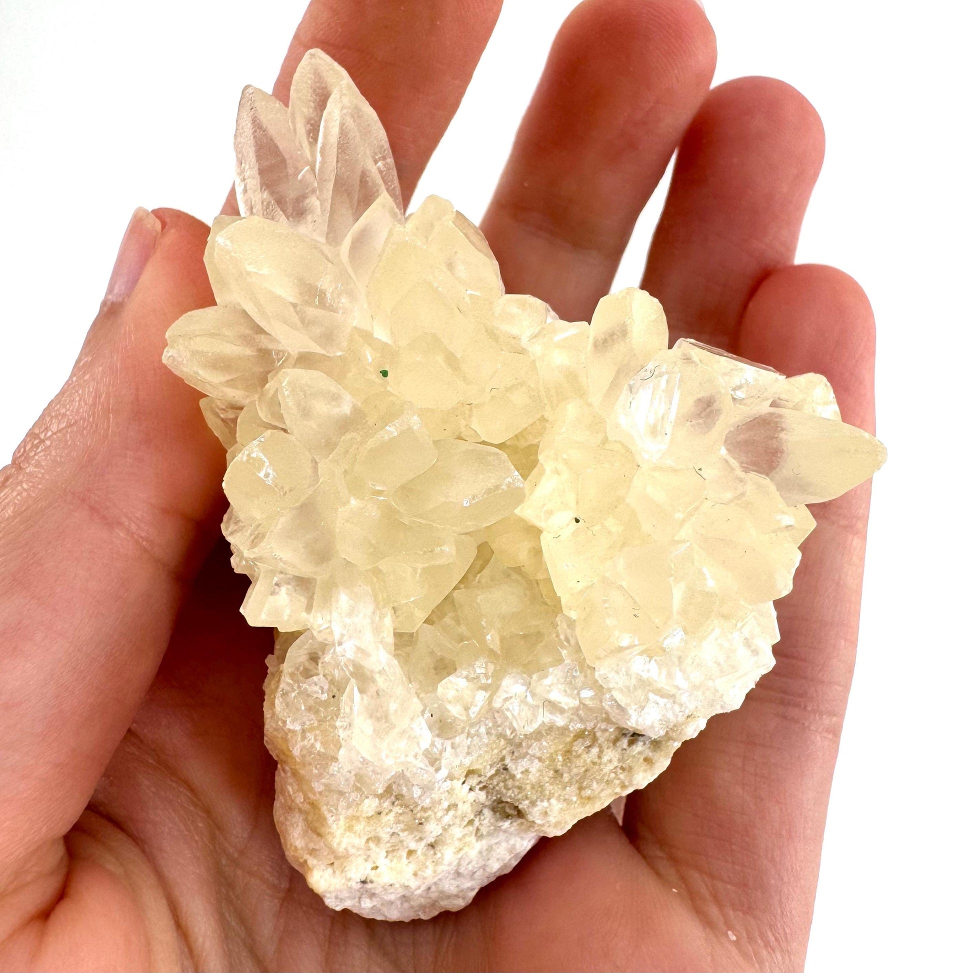 Fluorescent Calcite | UV-reactive raw crystal cluster, natural mineral specimen