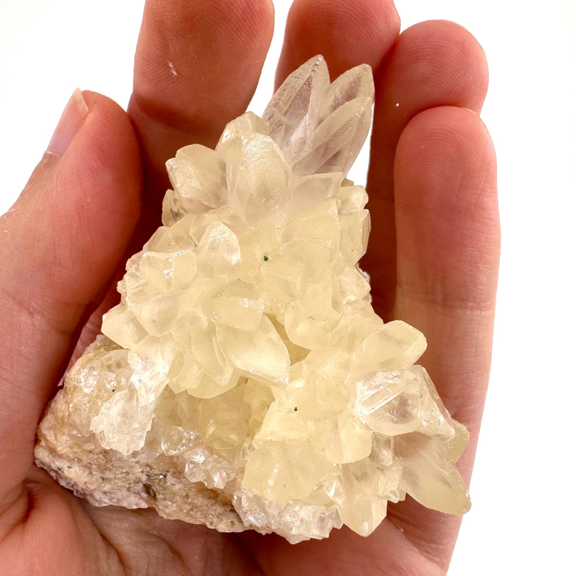 Fluorescent Calcite | UV-reactive raw crystal cluster, natural mineral specimen