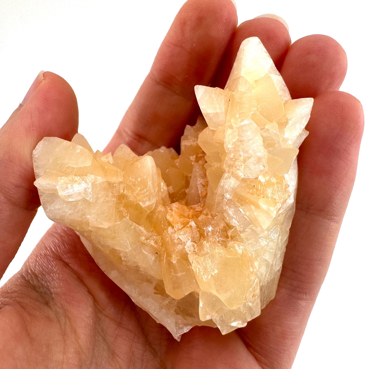 Fluorescent Calcite | UV-reactive raw crystal cluster, natural mineral specimen