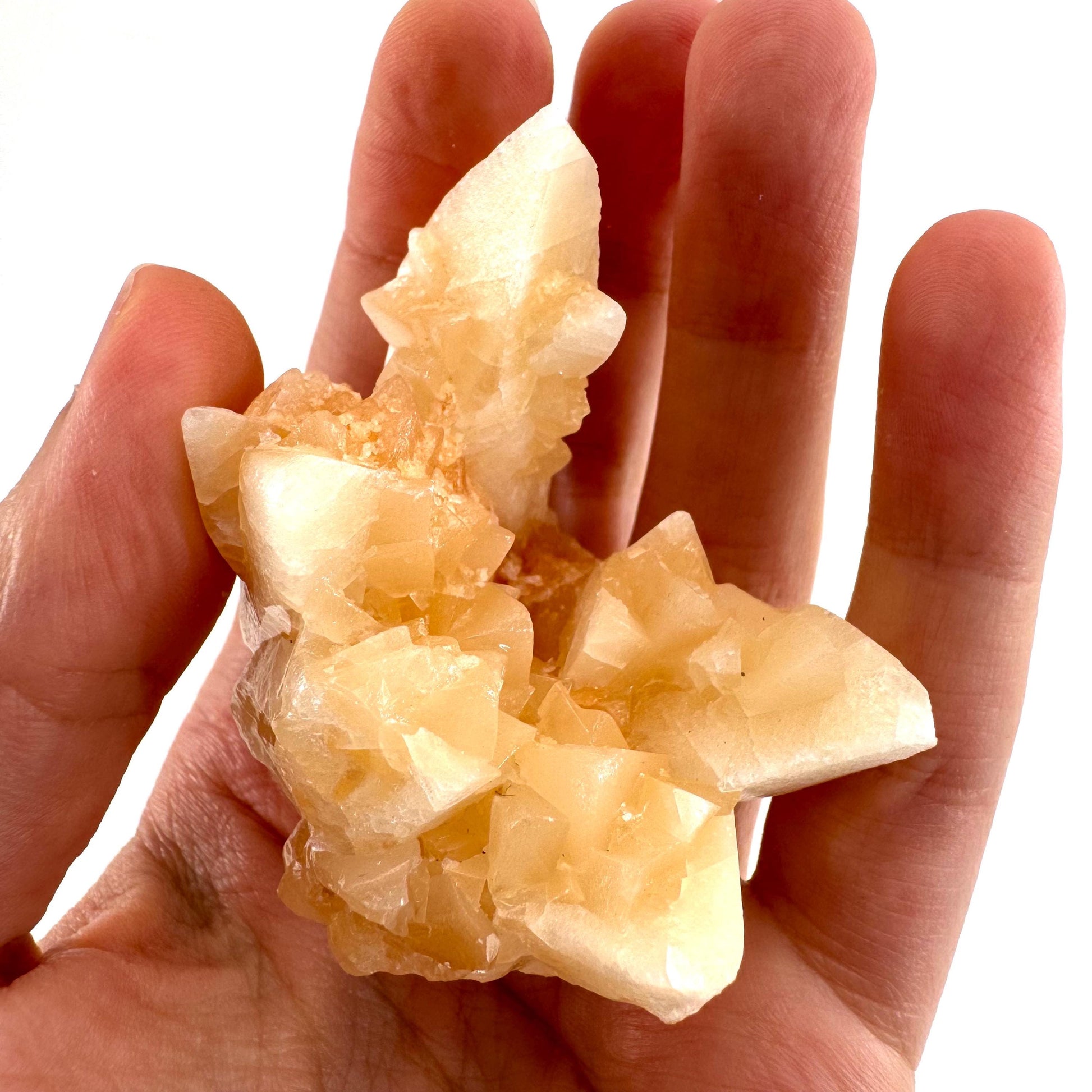Fluorescent Calcite | UV-reactive raw crystal cluster, natural mineral specimen