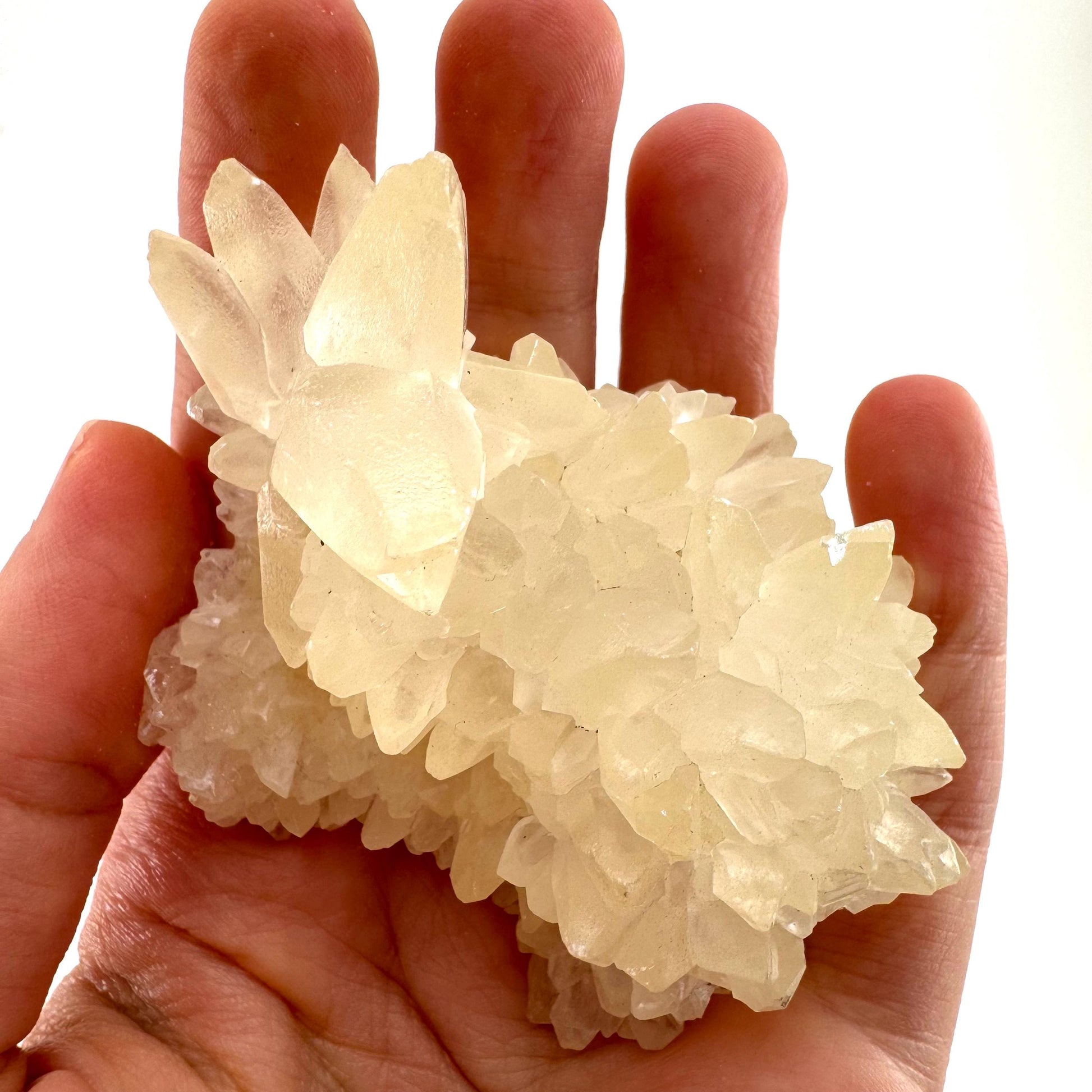 Fluorescent Calcite | UV-reactive raw crystal cluster, natural mineral specimen