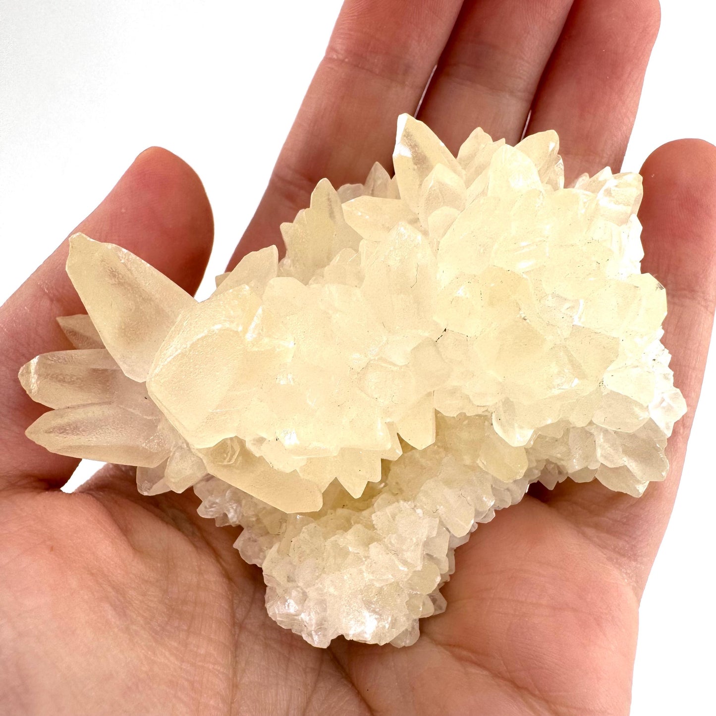 Fluorescent Calcite | UV-reactive raw crystal cluster, natural mineral specimen