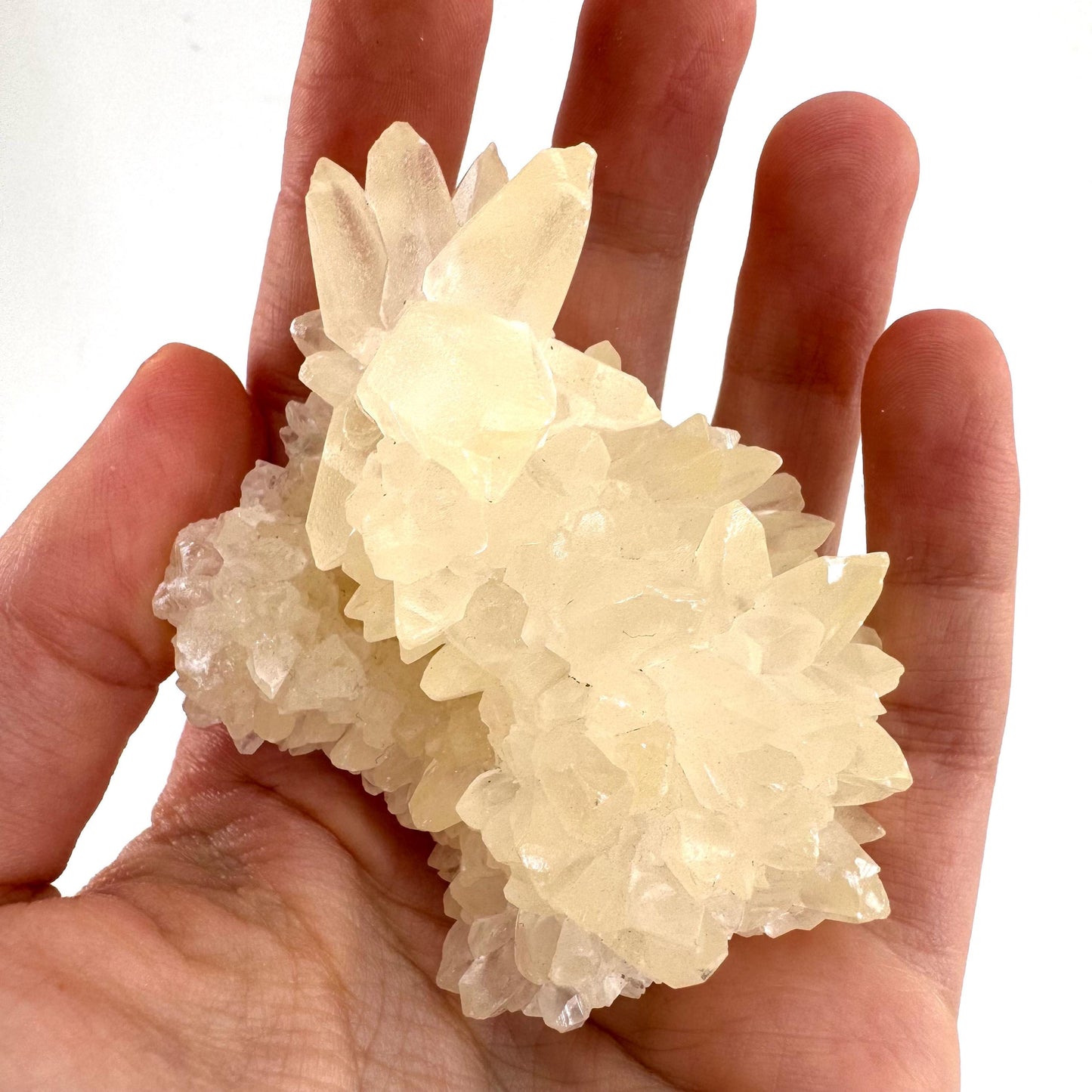 Fluorescent Calcite | UV-reactive raw crystal cluster, natural mineral specimen