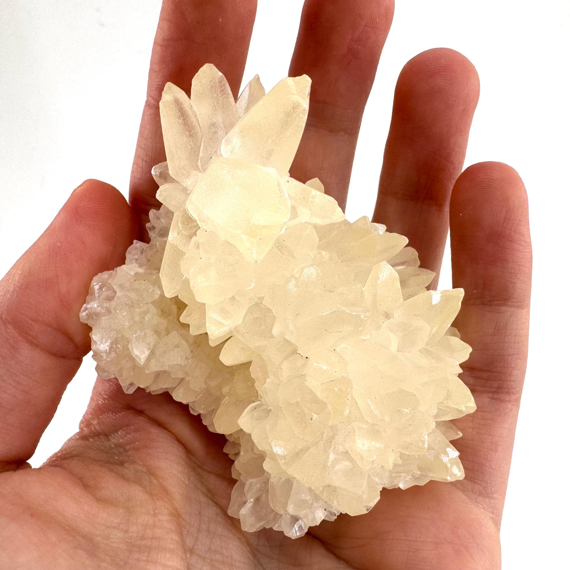 Fluorescent Calcite | UV-reactive raw crystal cluster, natural mineral specimen