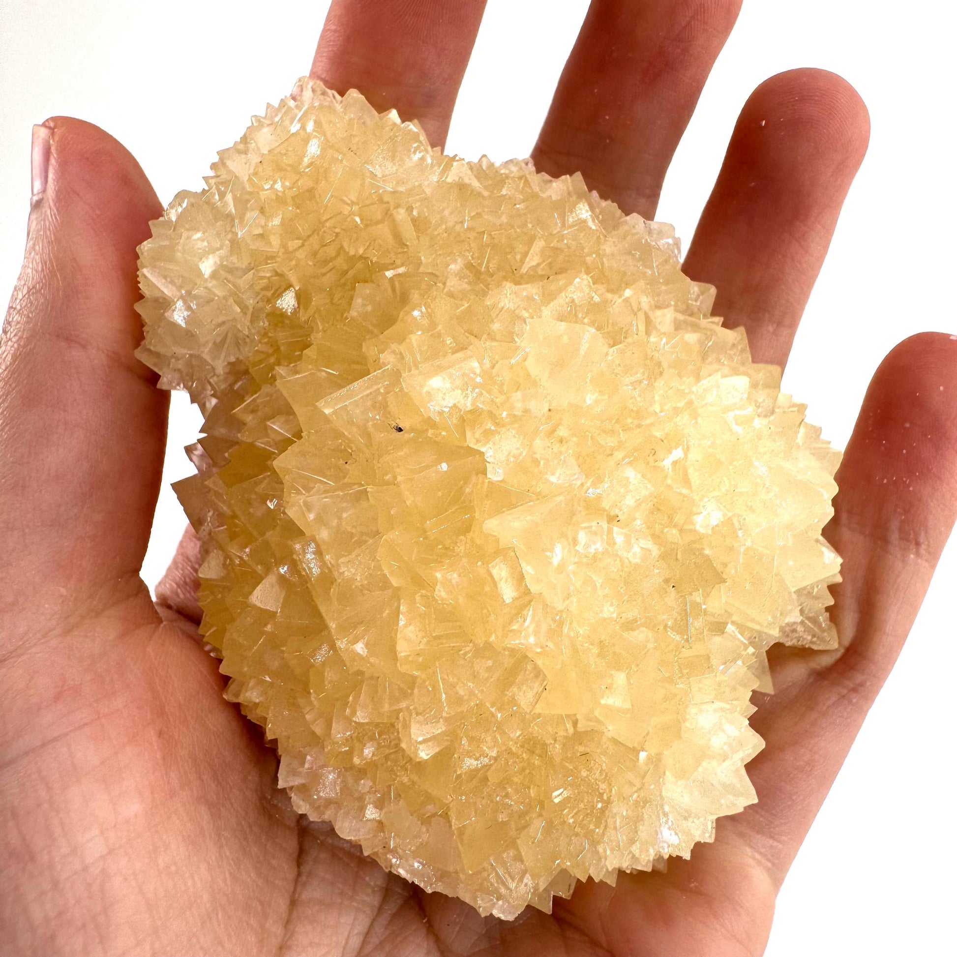 Fluorescent Calcite | UV-reactive raw crystal cluster, natural mineral specimen