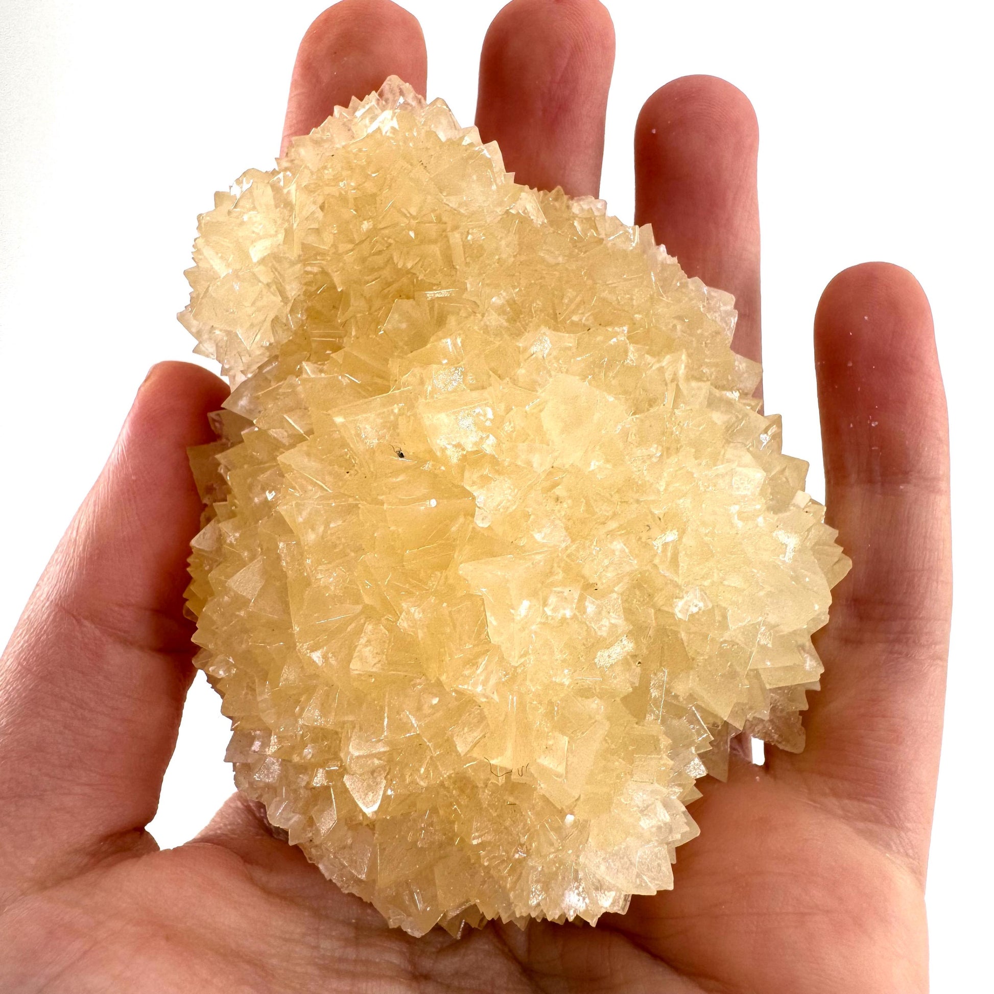 Fluorescent Calcite | UV-reactive raw crystal cluster, natural mineral specimen
