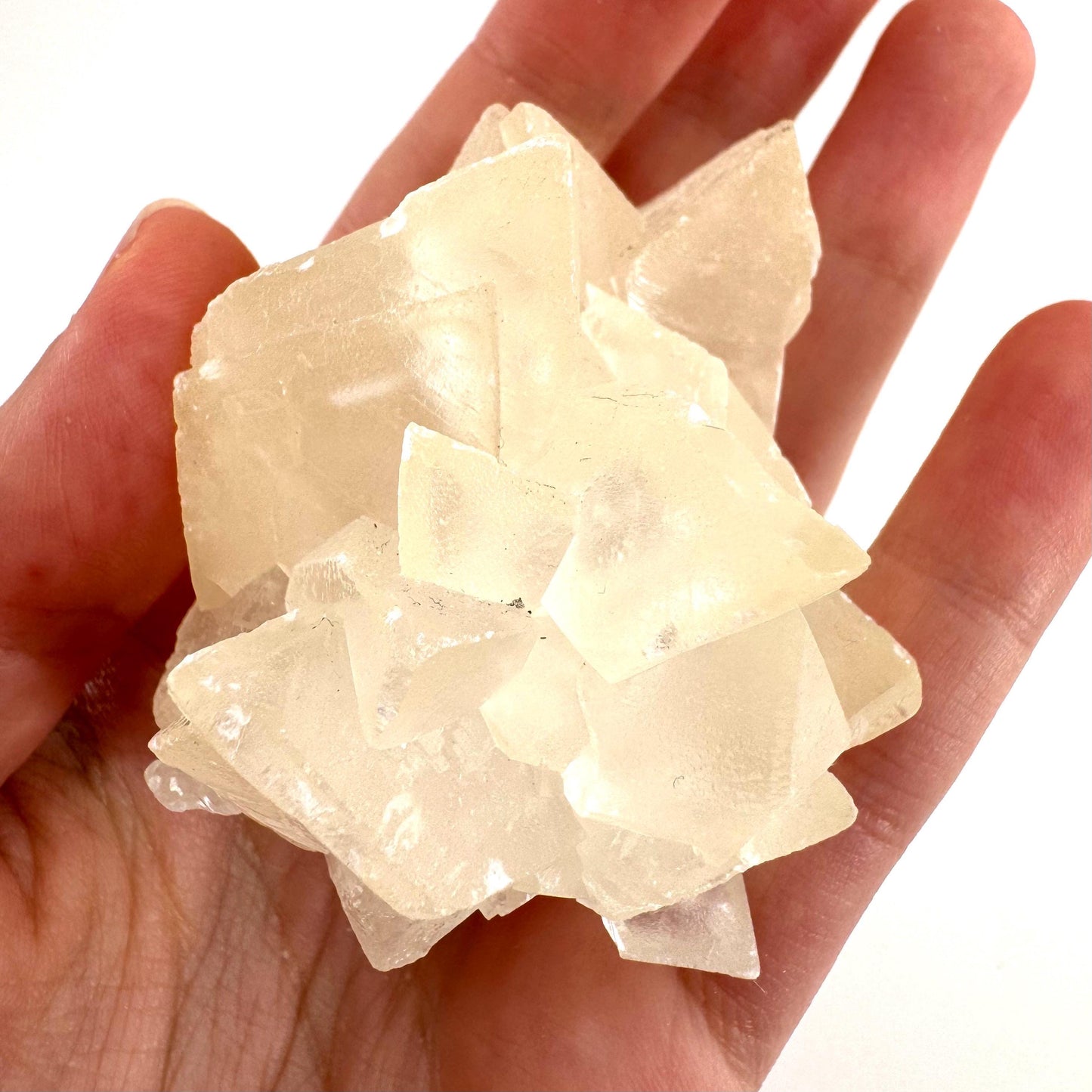 Fluorescent Calcite | UV-reactive raw crystal cluster, natural mineral specimen