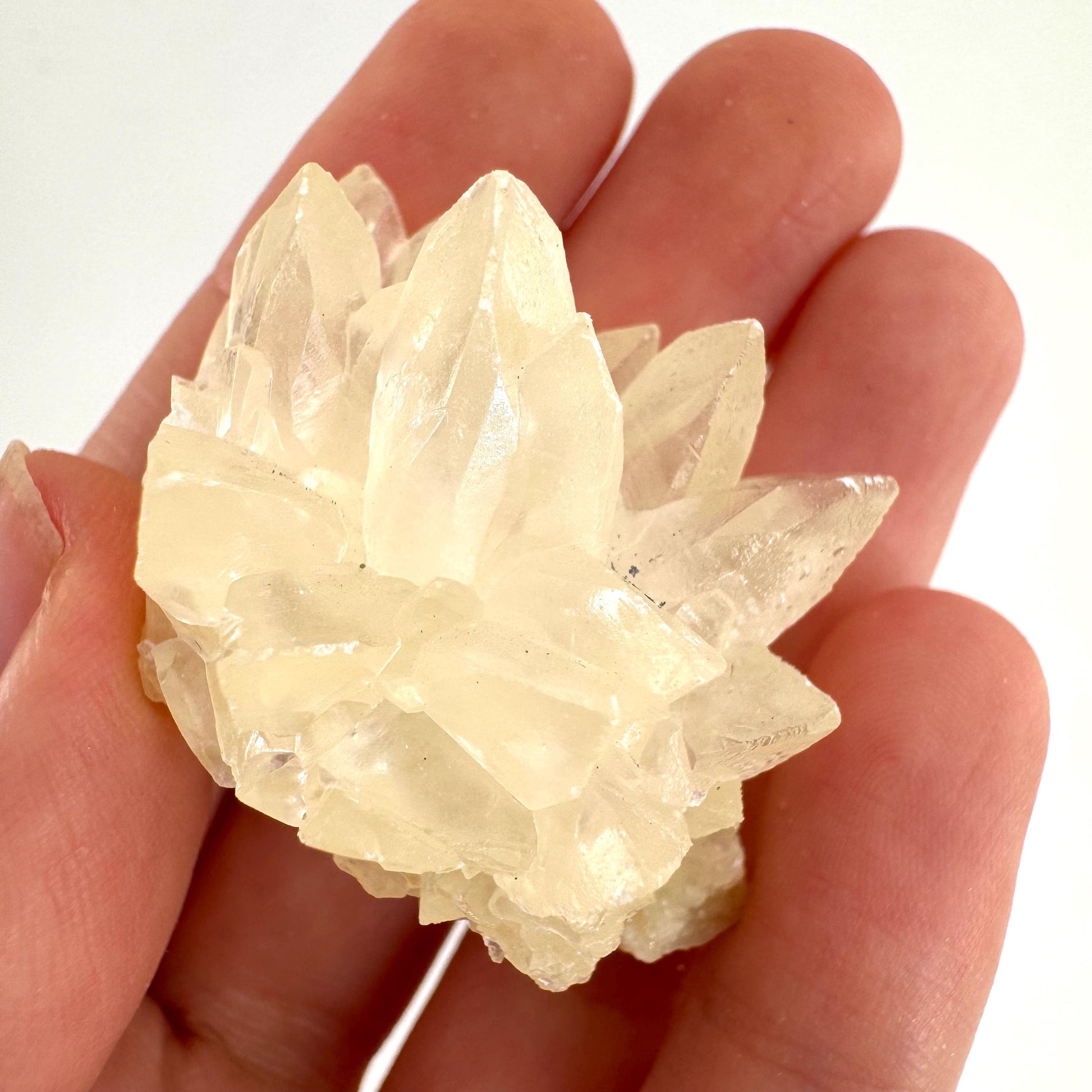 Fluorescent Calcite | UV-reactive raw crystal cluster, natural mineral specimen