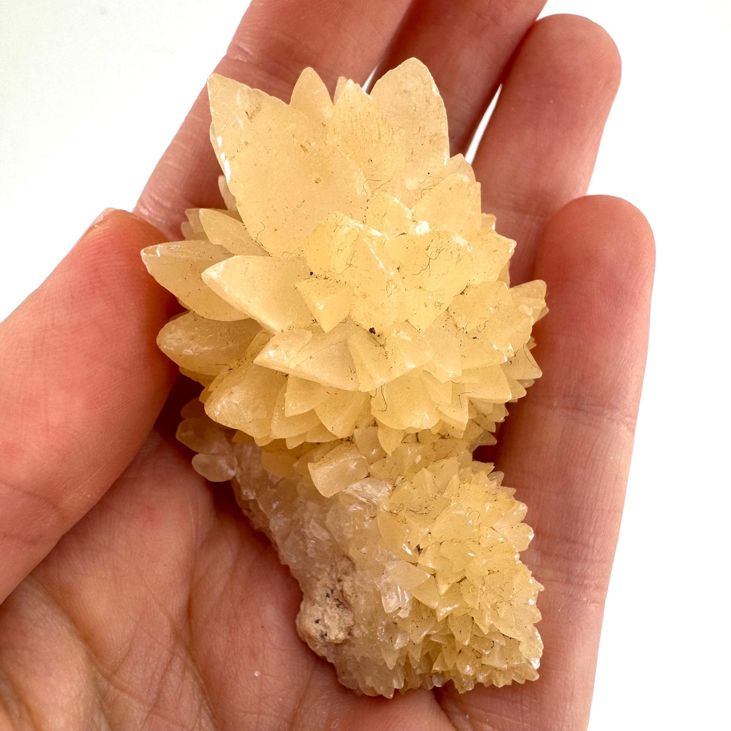 Fluorescent Calcite | UV-reactive raw crystal cluster, natural mineral specimen
