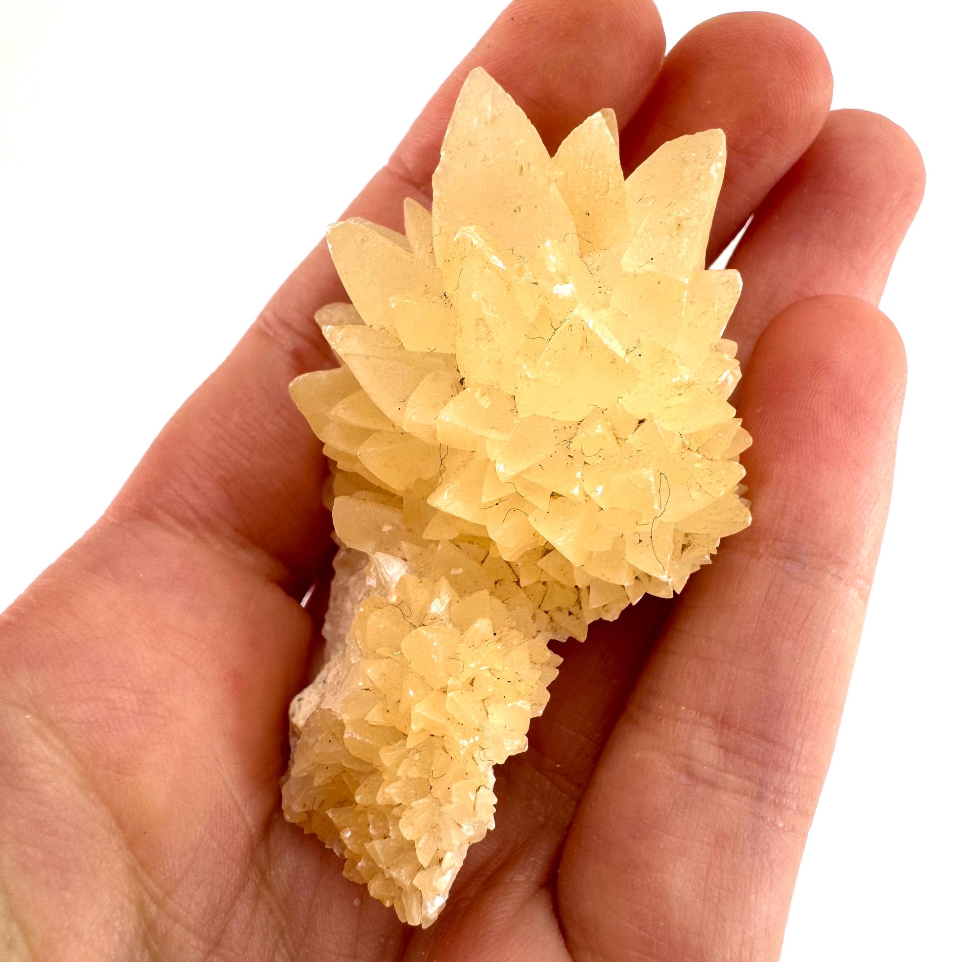 Fluorescent Calcite | UV-reactive raw crystal cluster, natural mineral specimen