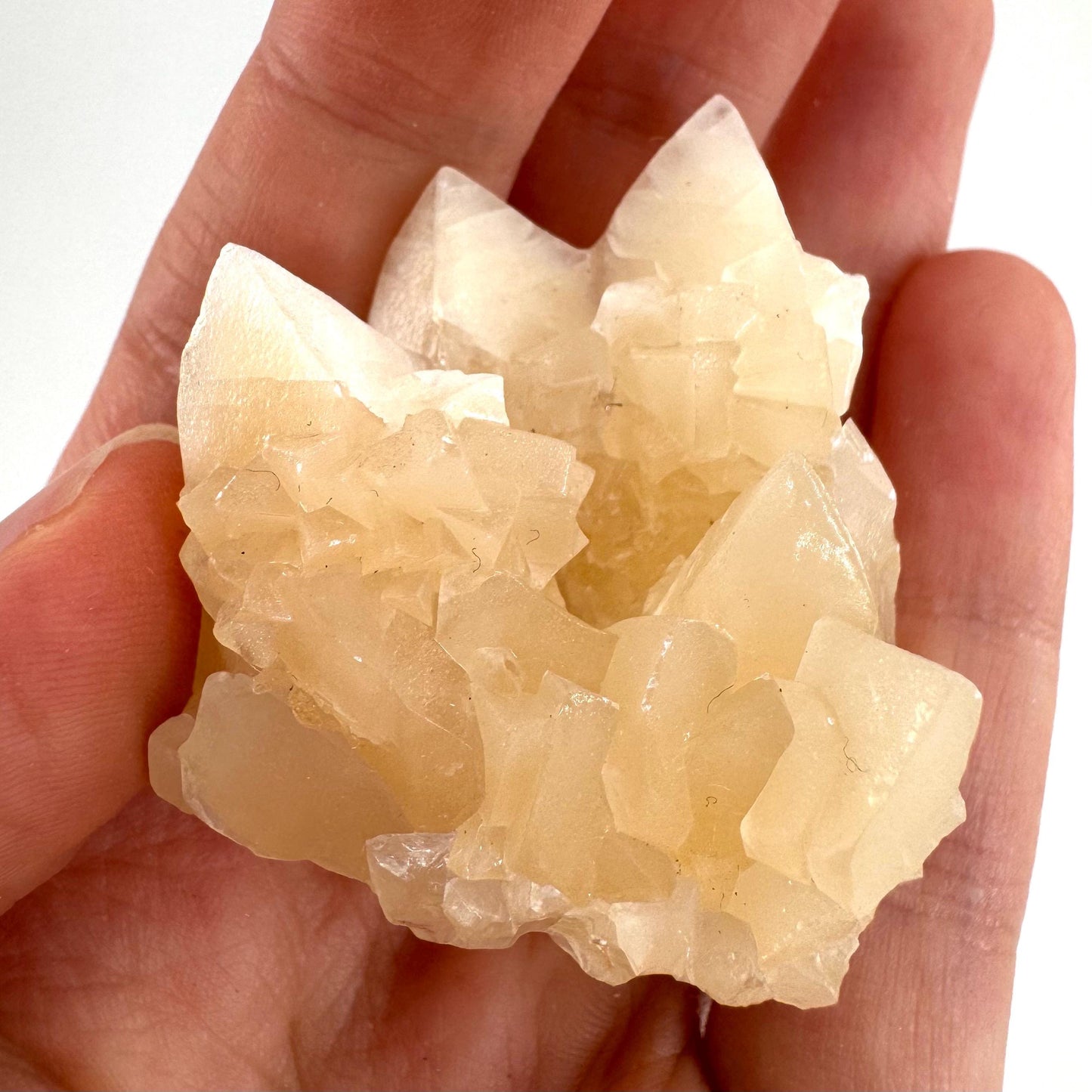 Fluorescent Calcite | UV-reactive raw crystal cluster, natural mineral specimen