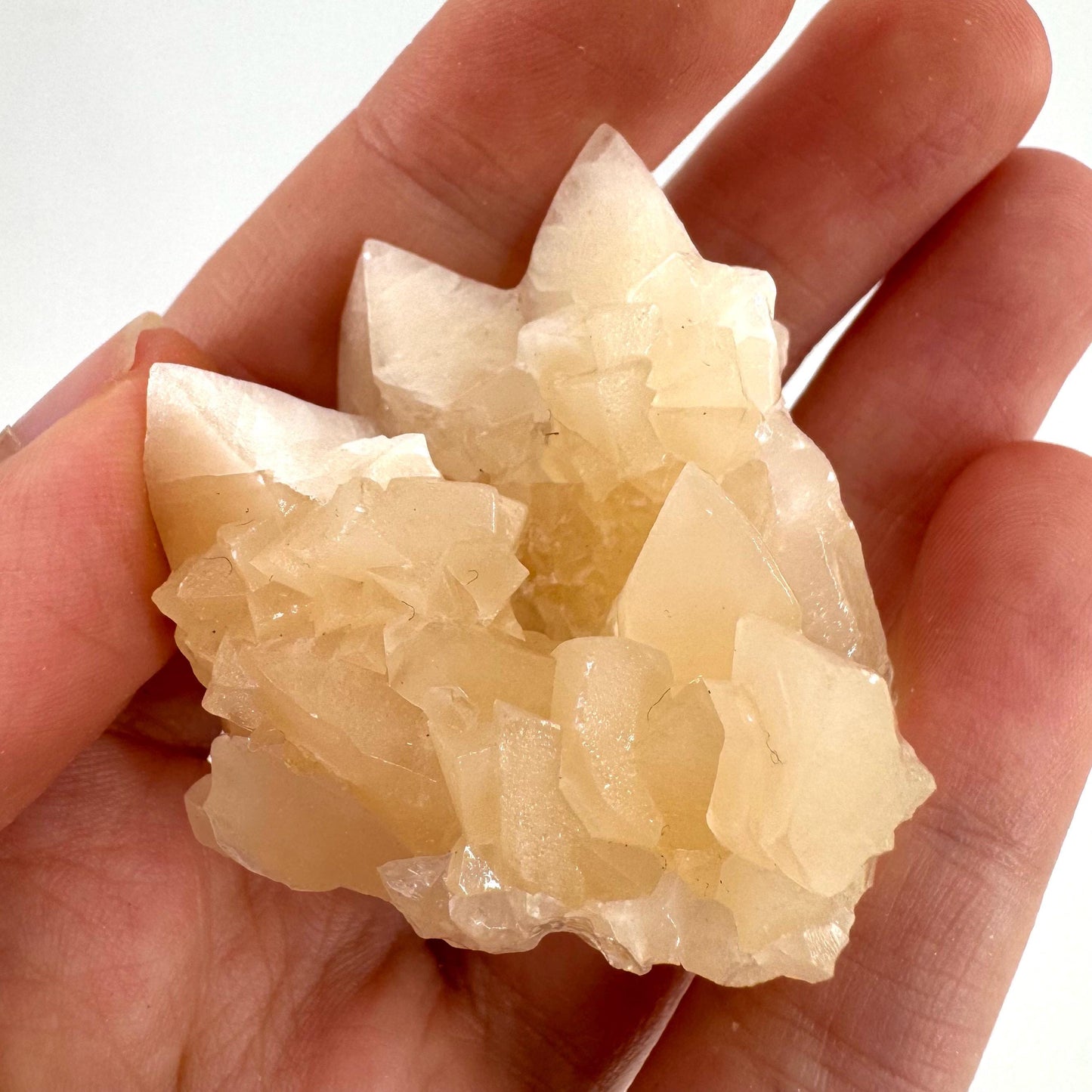 Fluorescent Calcite | UV-reactive raw crystal cluster, natural mineral specimen