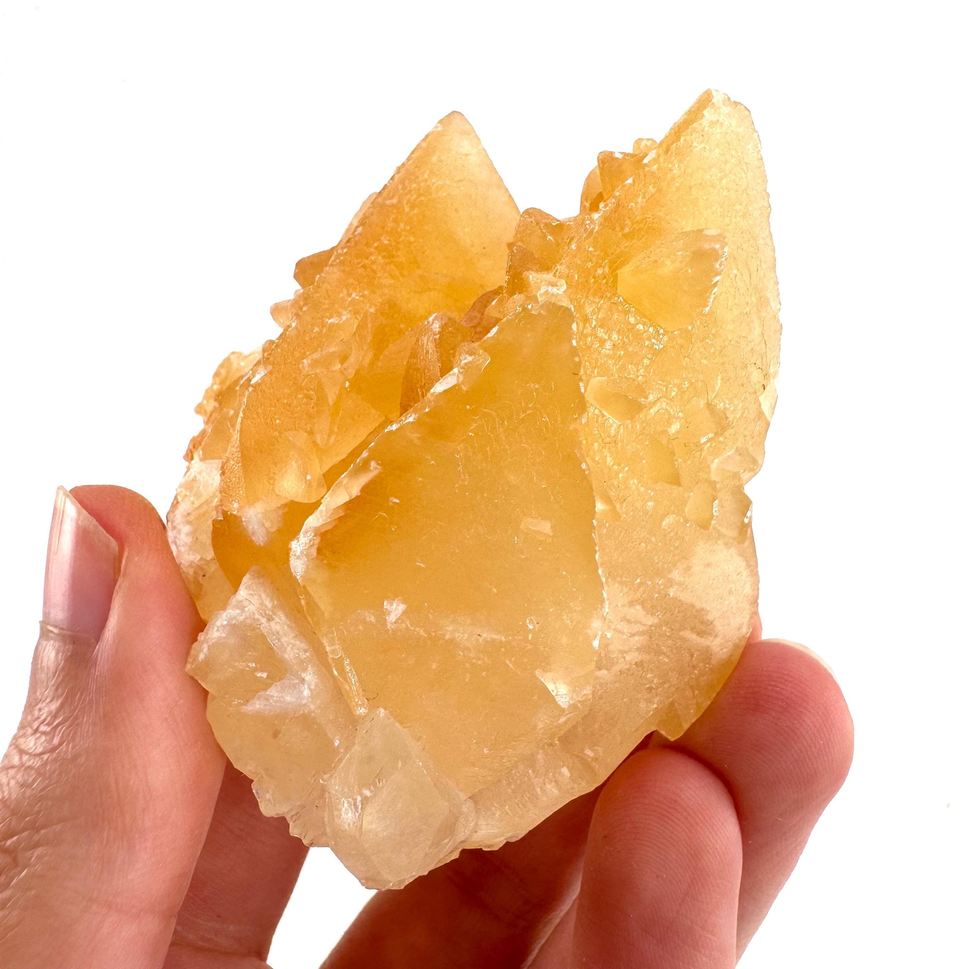 Fluorescent Calcite | UV-reactive raw crystal cluster, natural mineral specimen
