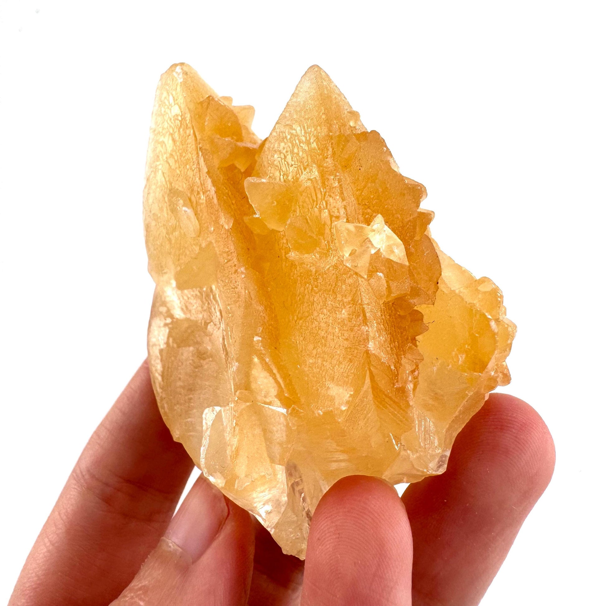 Fluorescent Calcite | UV-reactive raw crystal cluster, natural mineral specimen