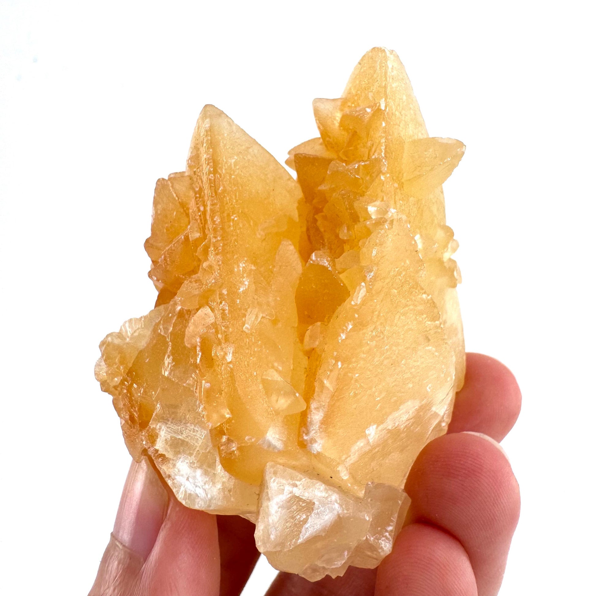 Fluorescent Calcite | UV-reactive raw crystal cluster, natural mineral specimen