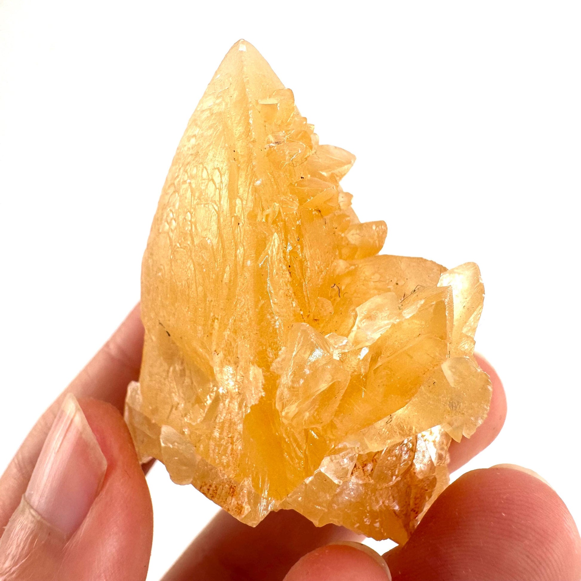 Fluorescent Calcite | UV-reactive raw crystal cluster, natural mineral specimen