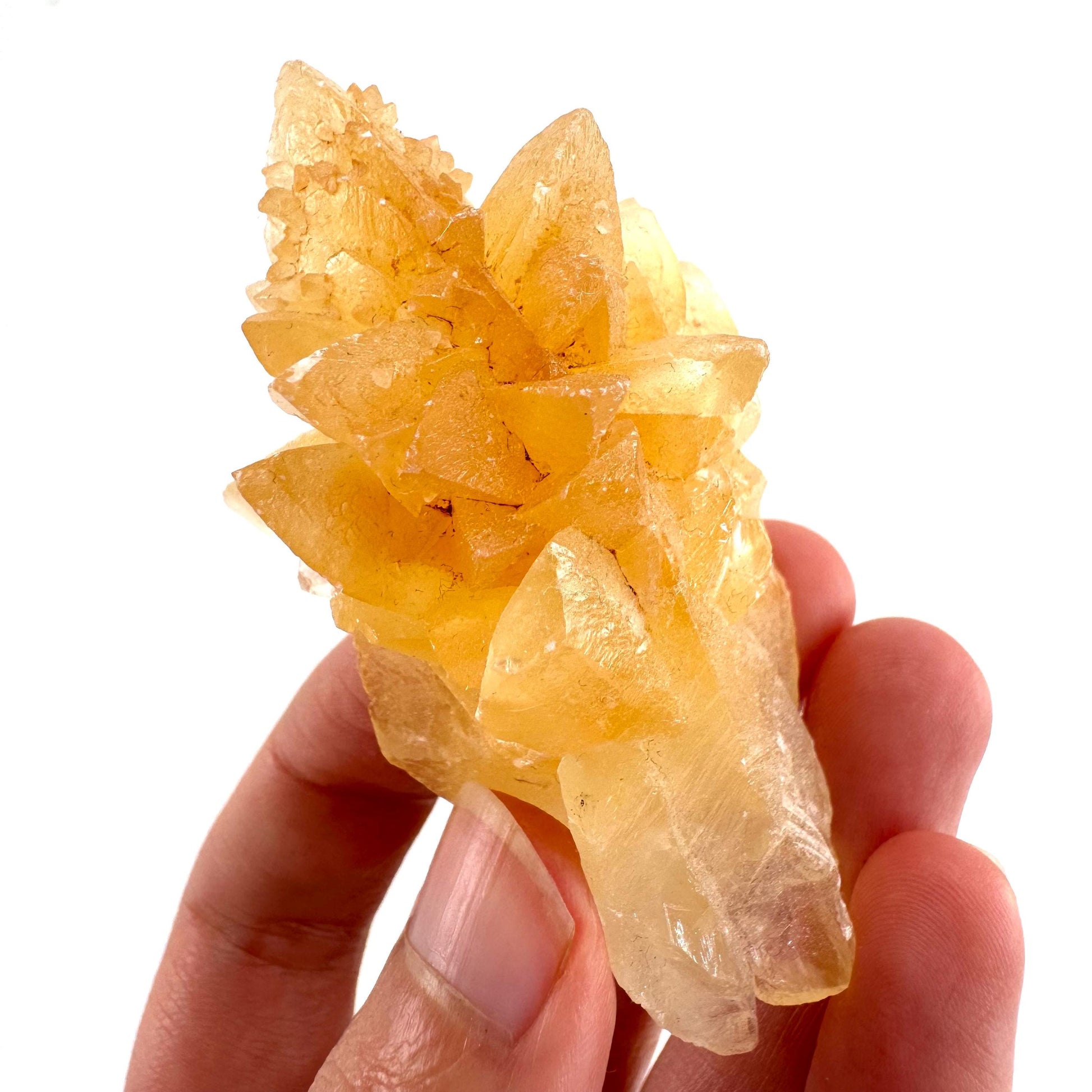 Fluorescent Calcite | UV-reactive raw crystal cluster, natural mineral specimen