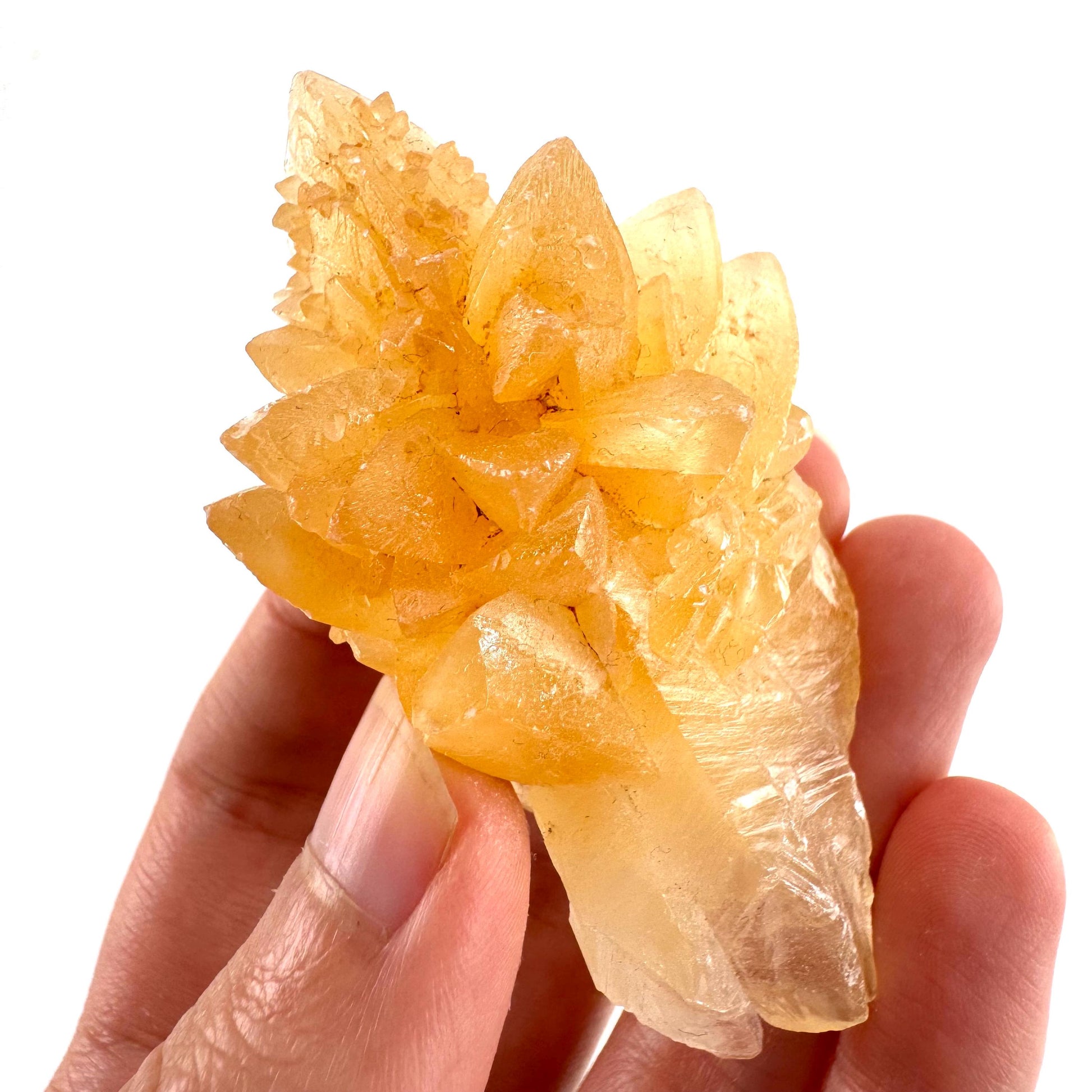 Fluorescent Calcite | UV-reactive raw crystal cluster, natural mineral specimen
