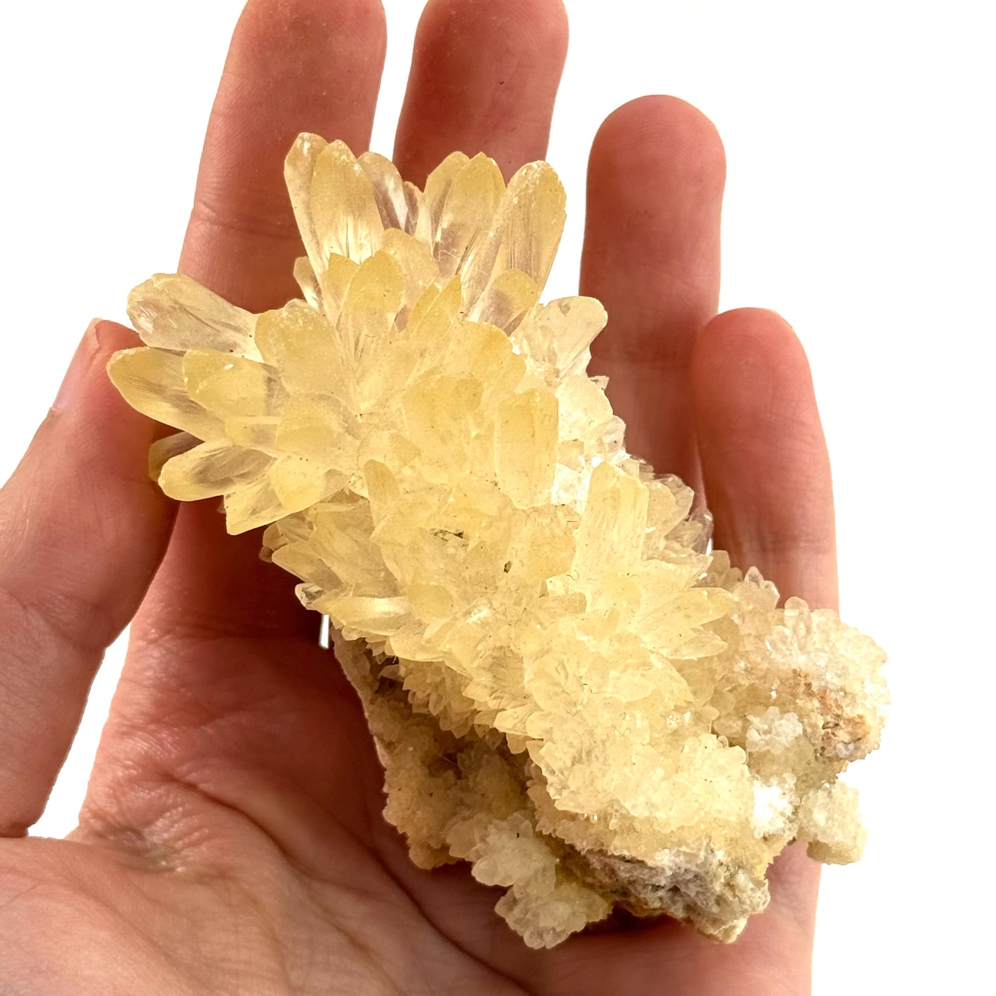 Fluorescent Calcite | UV-reactive raw crystal cluster, natural mineral specimen