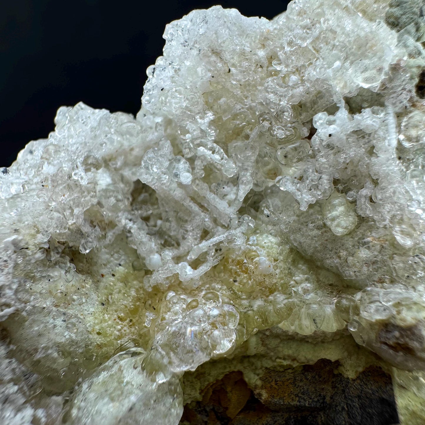 UV Reactive Hyalite Opal on Smoky Quartz | Fluorescent Mineral Specimen from Namibia