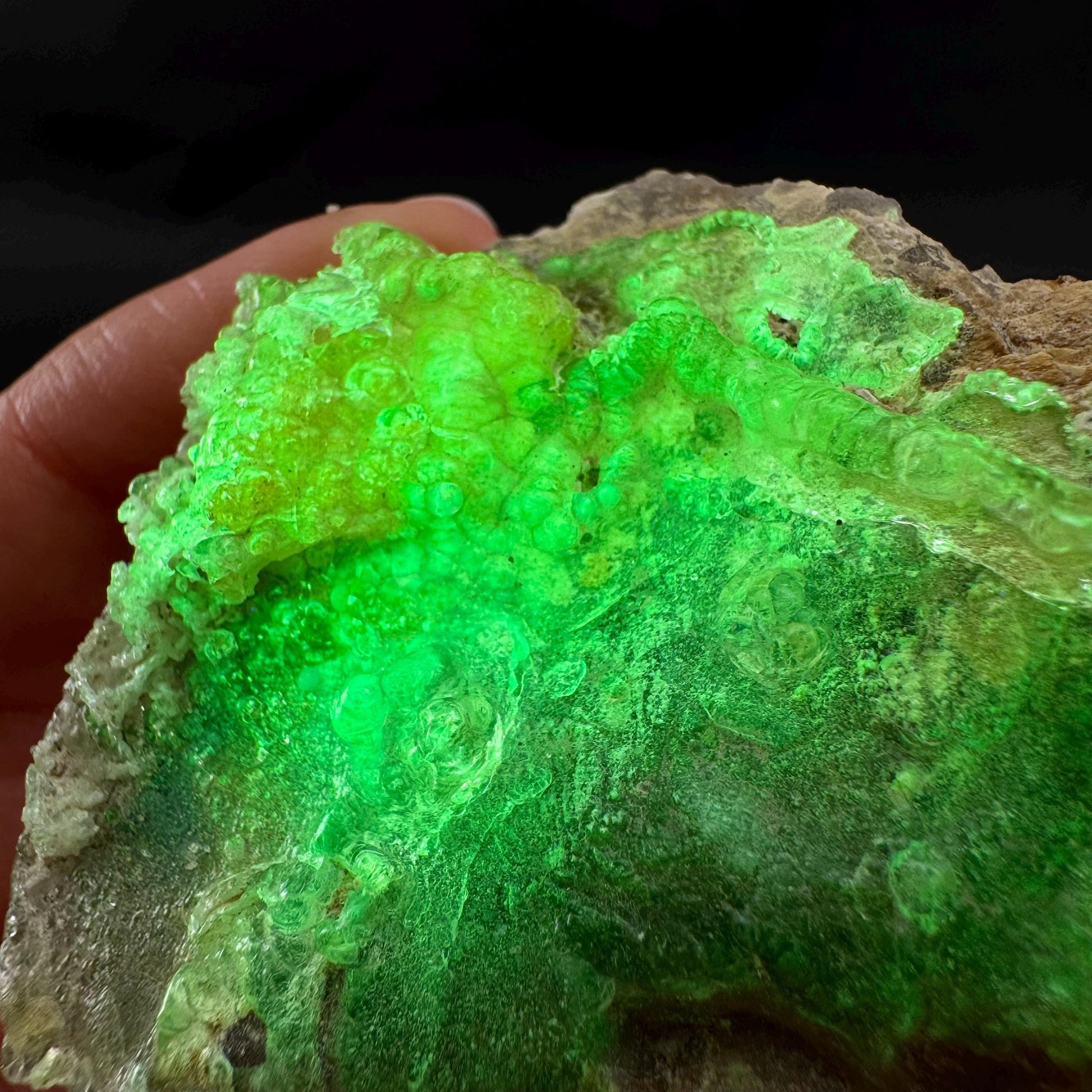 UV Reactive Hyalite Opal | Fluorescent Mineral Specimen from Namibia
