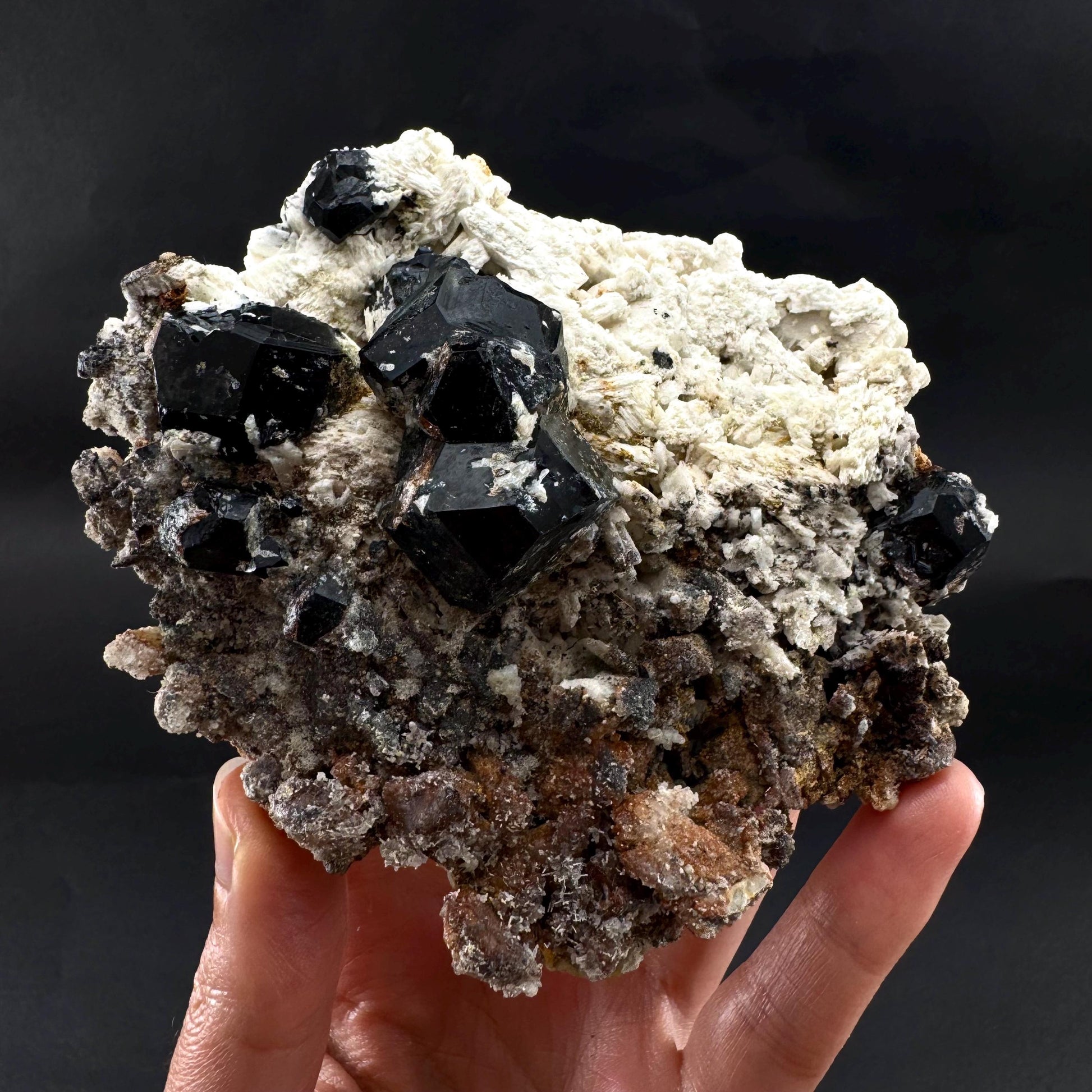 UV Reactive Hyalite Opal on Black Tourmaline & Feldspar | Fluorescent Mineral Specimen from Namibia