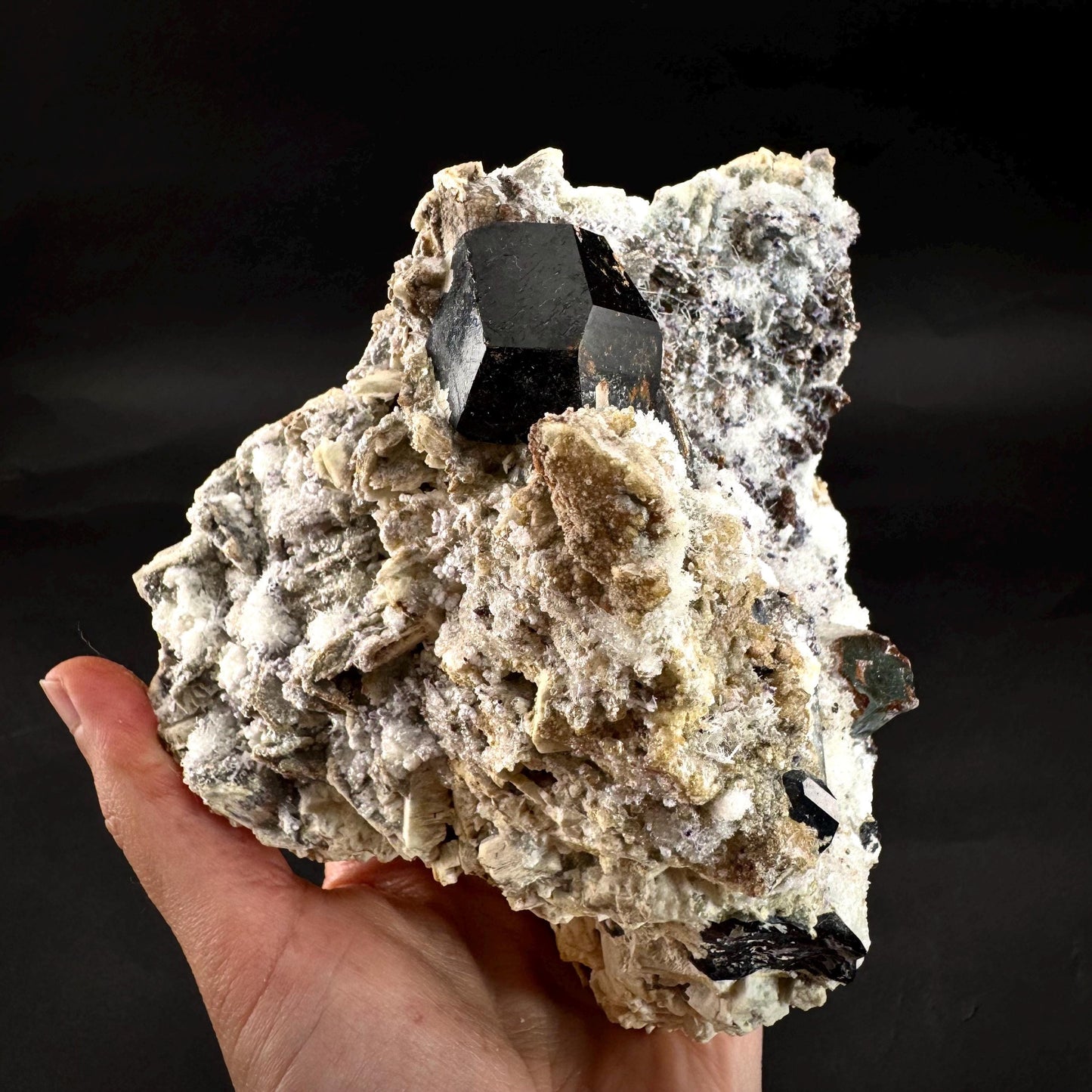 UV Reactive Hyalite Opal w/ Aquamarine & Black Tourmaline | Fluorescent Mineral Specimen from Namibia