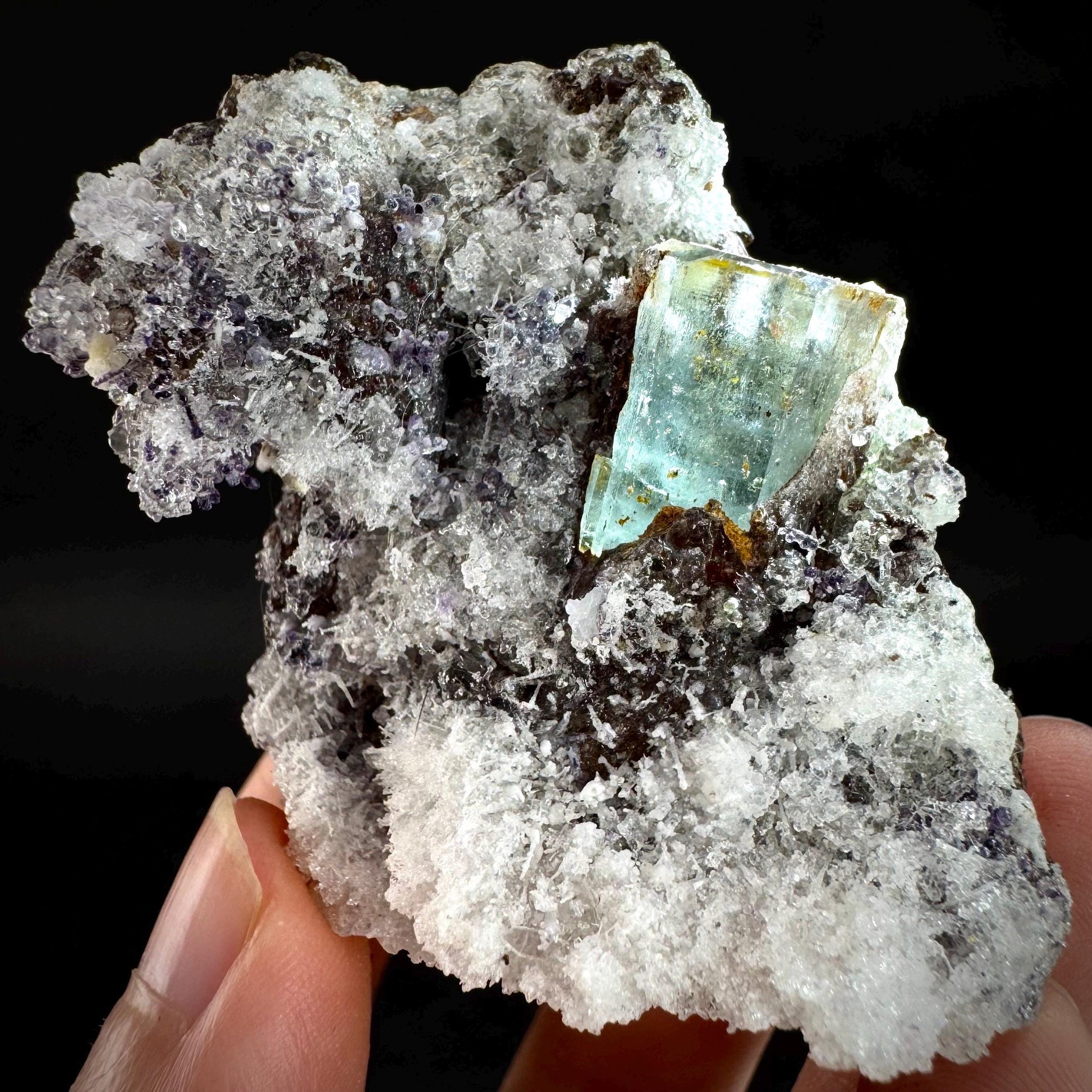 UV Reactive Hyalite Opal with Aquamarine | Fluorescent Mineral Specimen from Namibia