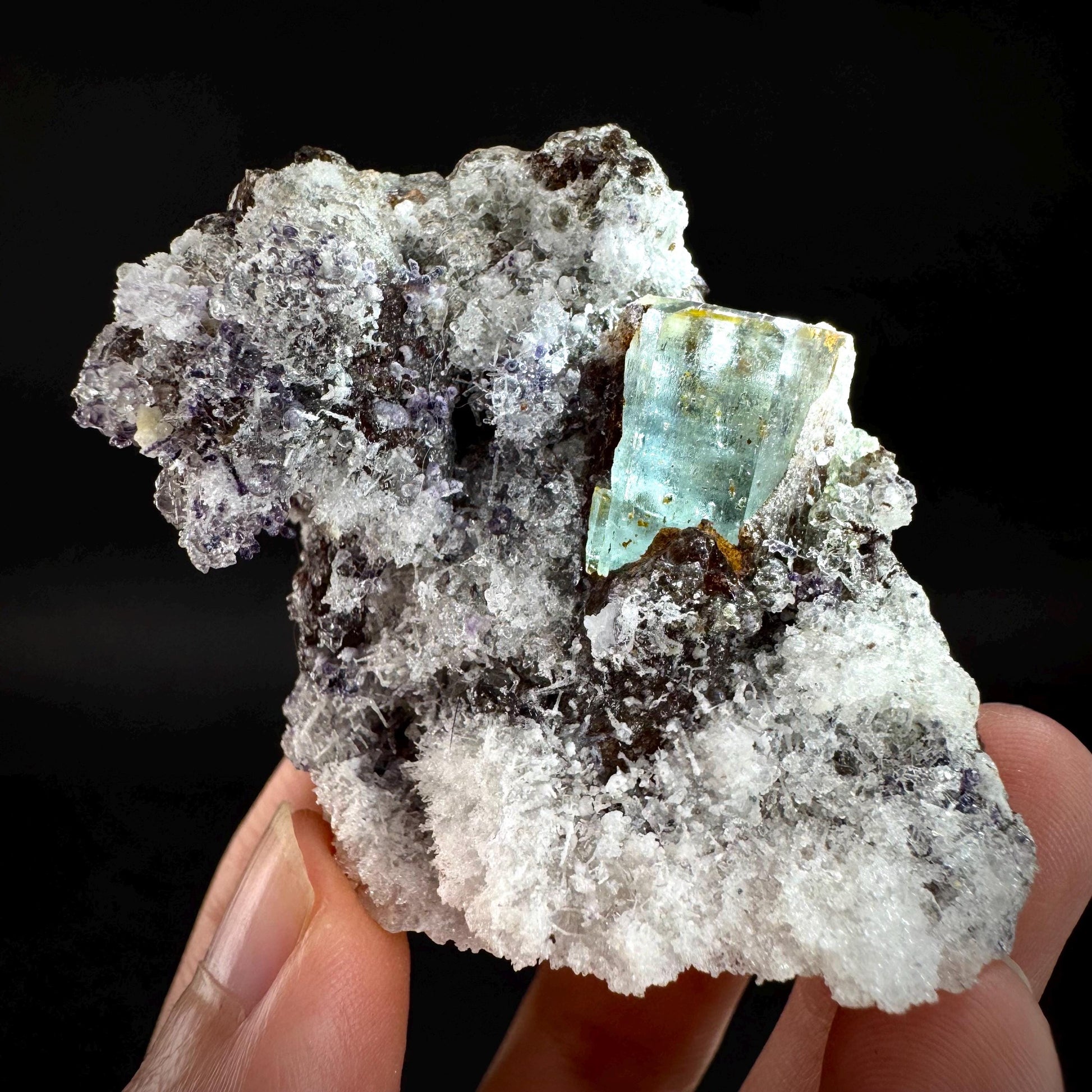 UV Reactive Hyalite Opal with Aquamarine | Fluorescent Mineral Specimen from Namibia