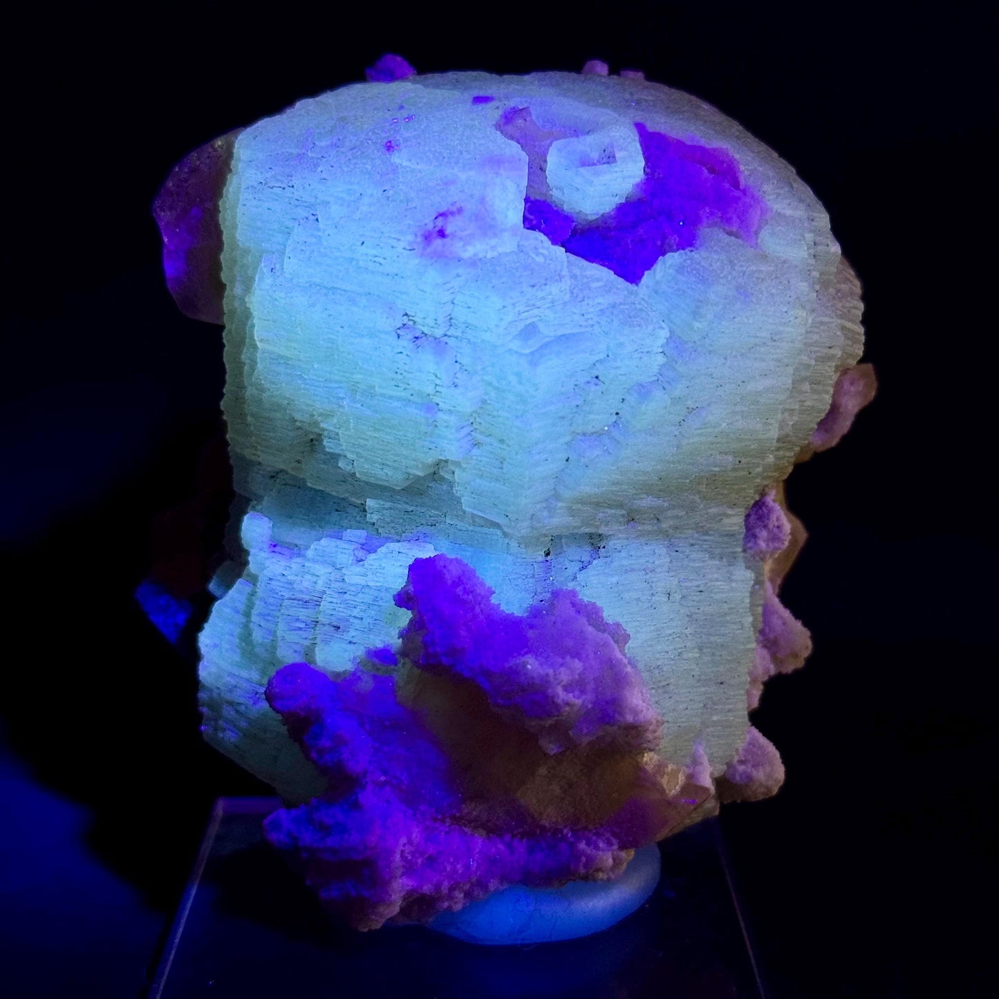 Witherite w/ Calcite | UV-reactive crystal, fluorescent mineral specimen from Illinois, USA