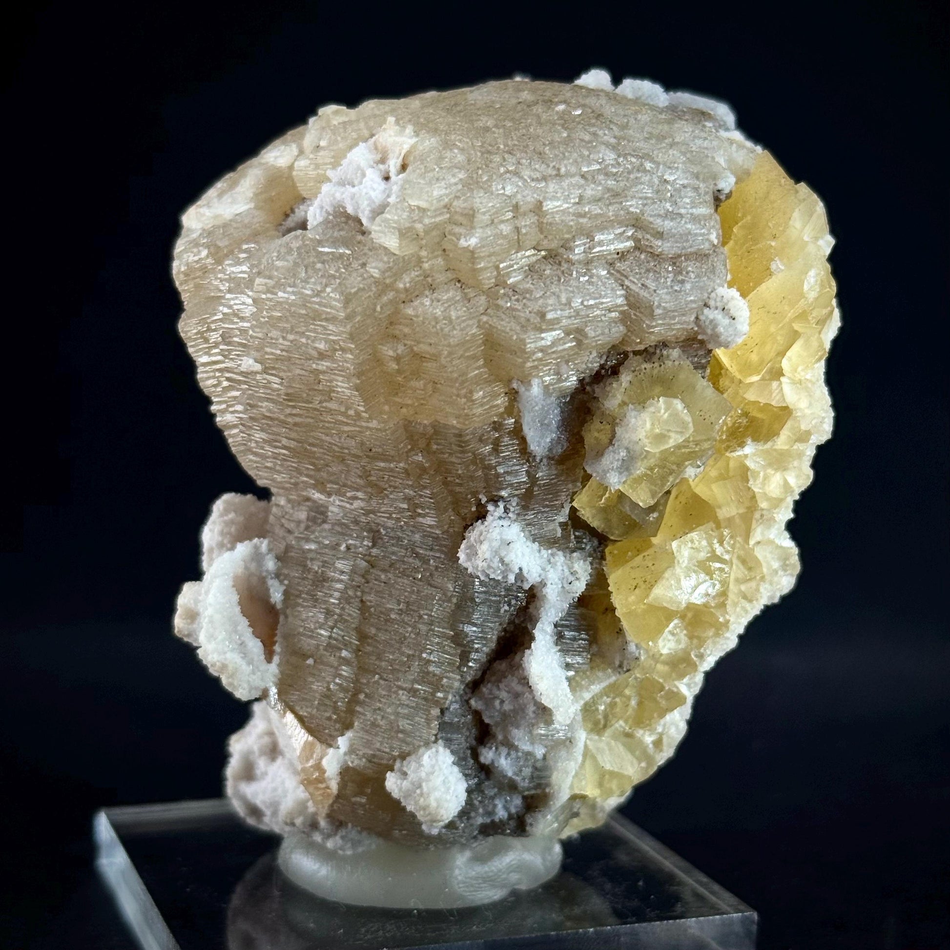 Witherite w/ Calcite | UV-reactive crystal, fluorescent mineral specimen from Illinois, USA