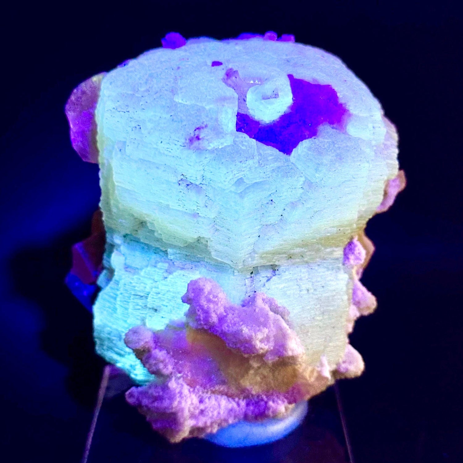 Witherite w/ Calcite | UV-reactive crystal, fluorescent mineral specimen from Illinois, USA