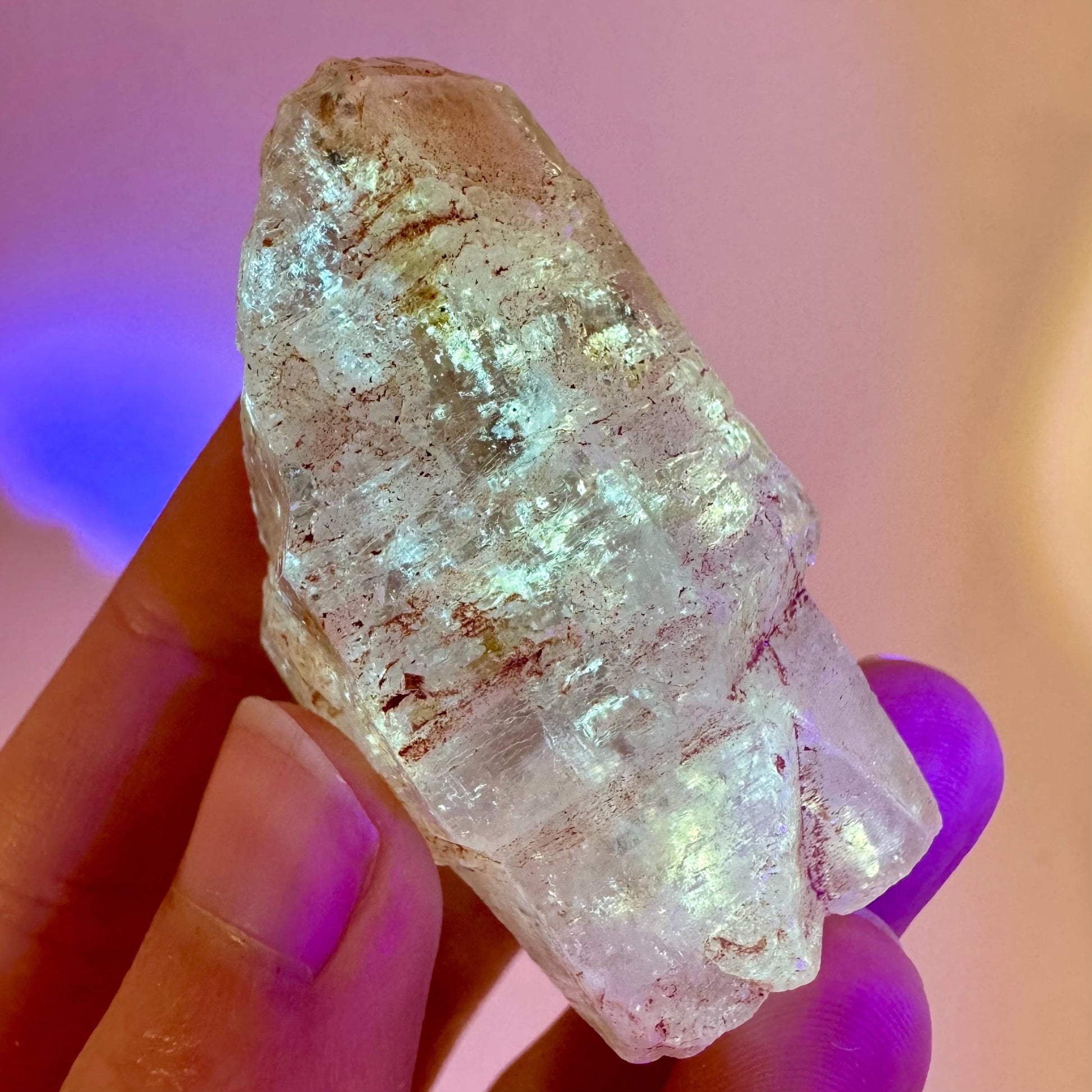 Firefly Petroleum Quartz | UV reactive crystal, fluorescent mineral from Madagascar