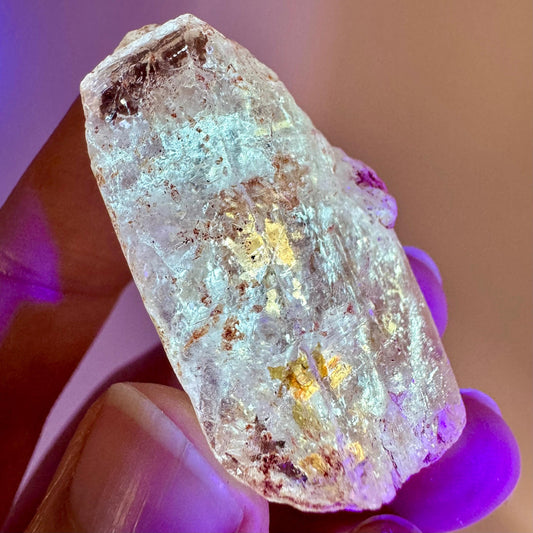 Firefly Petroleum Quartz | UV reactive crystal, fluorescent mineral from Madagascar