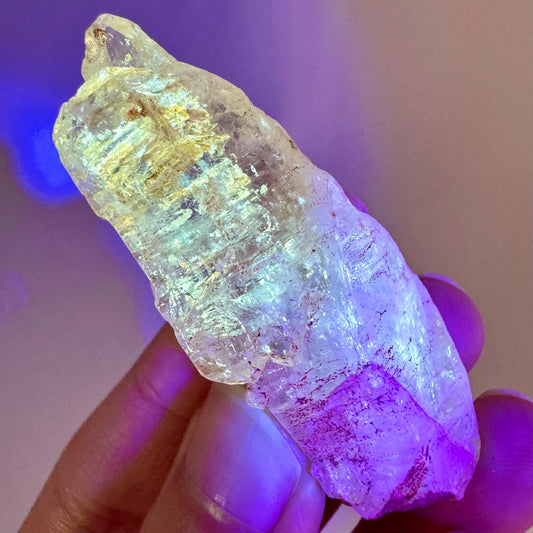 Firefly Petroleum Quartz | UV reactive crystal, fluorescent mineral from Madagascar
