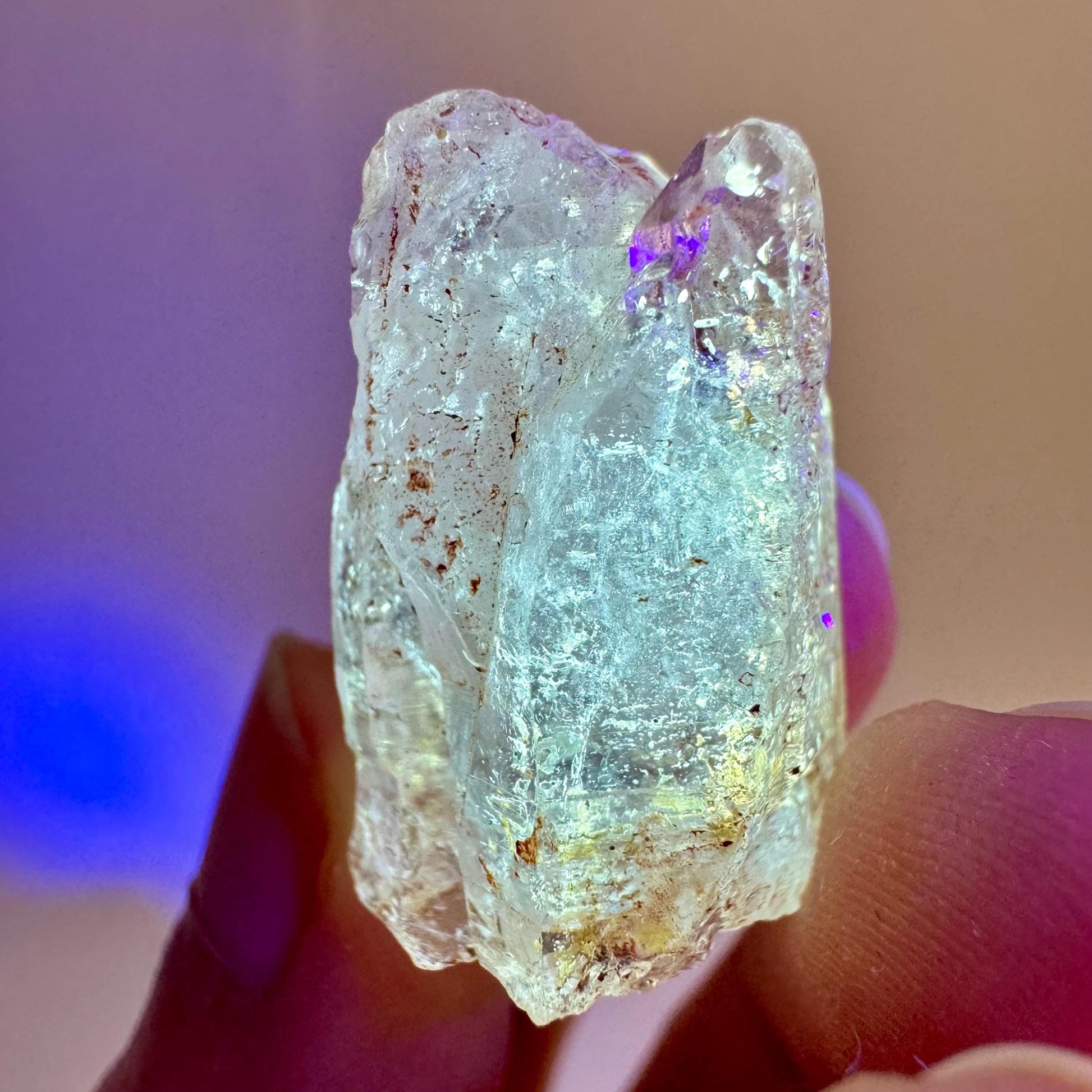 Firefly Petroleum Quartz | UV reactive crystal, fluorescent mineral from Madagascar