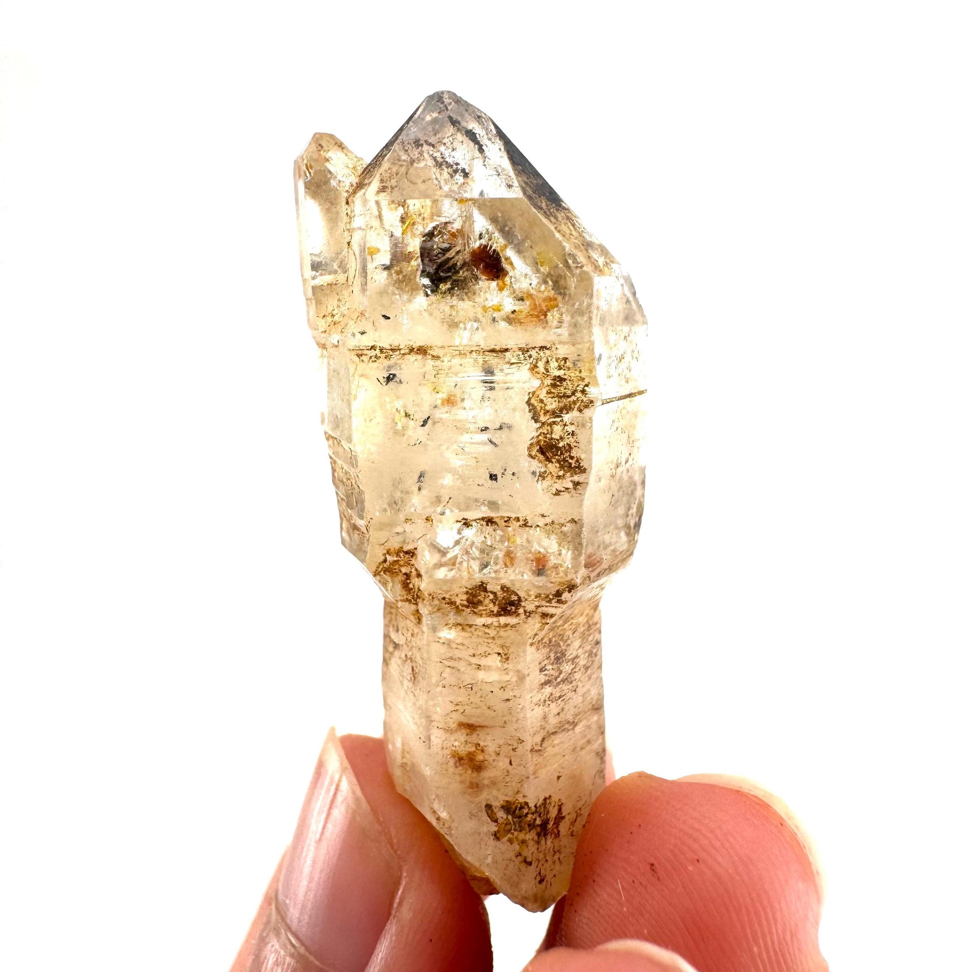 Firefly Petroleum Quartz Sceptre | UV reactive crystal, fluorescent mineral from Madagascar