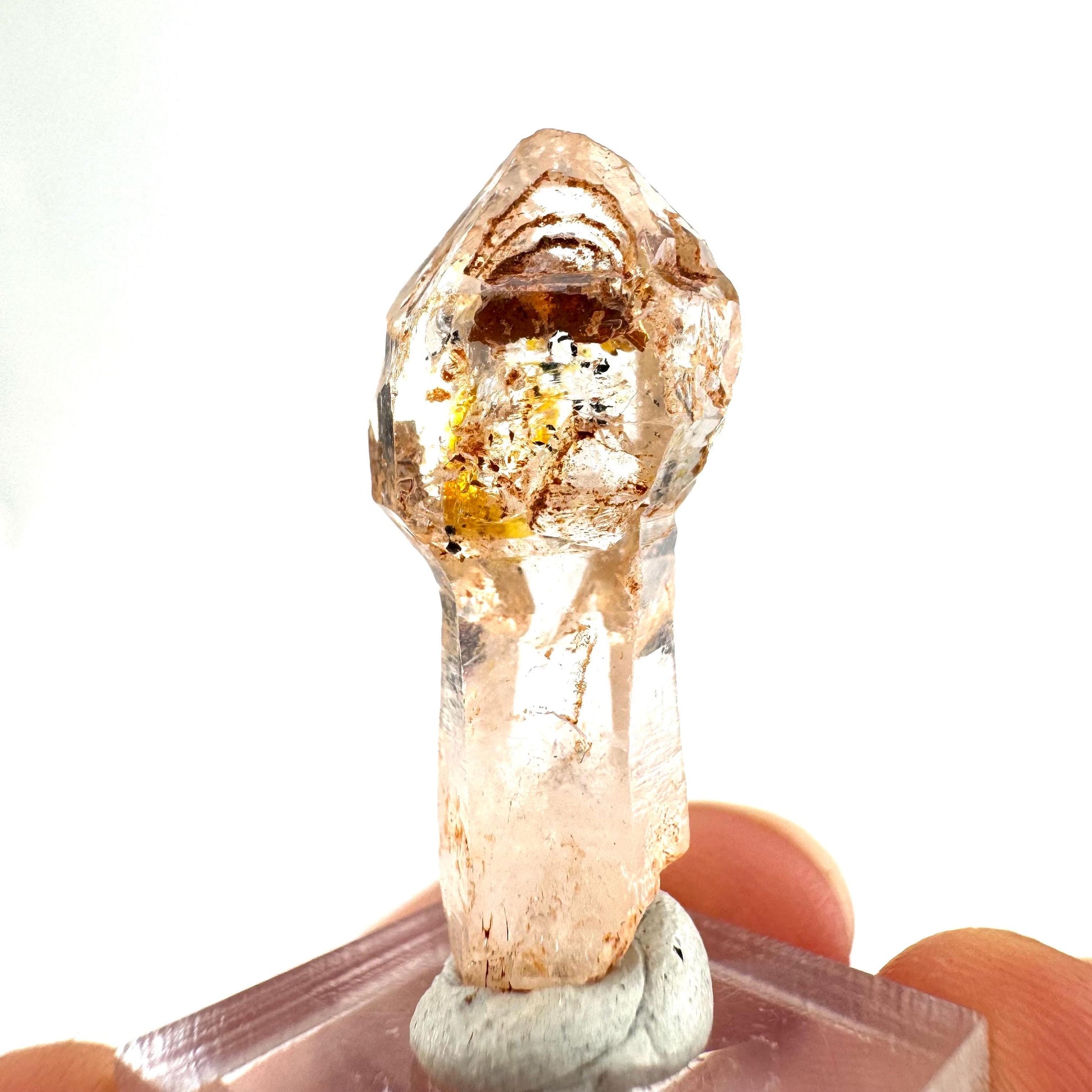 Firefly Petroleum Quartz Sceptre | UV reactive crystal, fluorescent mineral from Madagascar