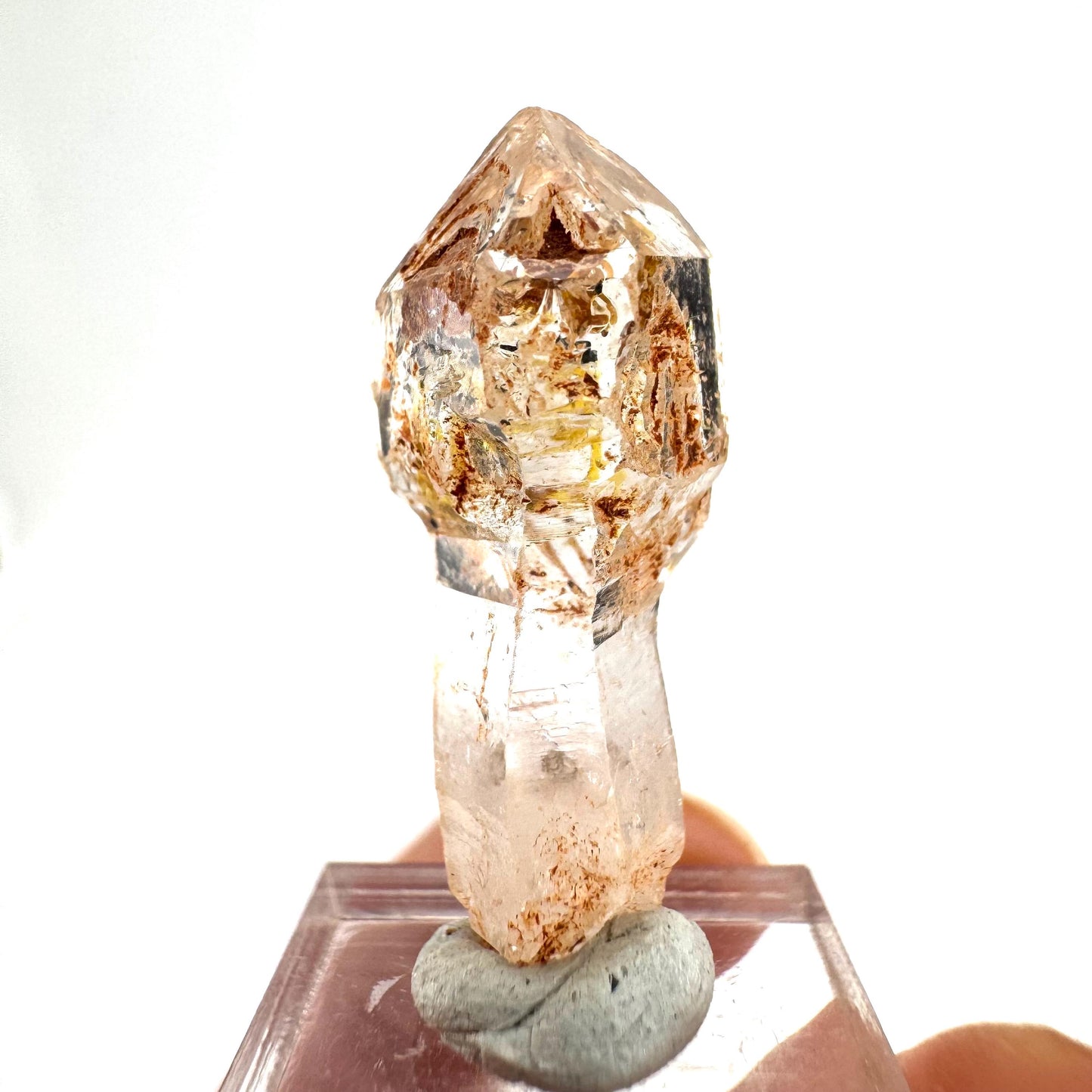 Firefly Petroleum Quartz Sceptre | UV reactive crystal, fluorescent mineral from Madagascar