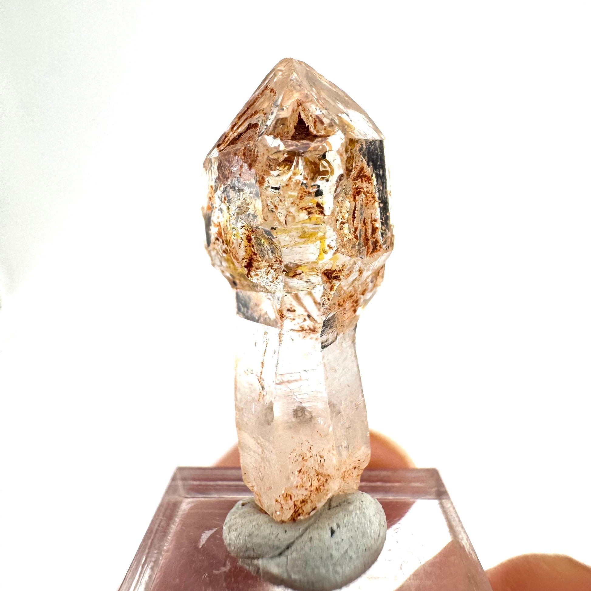 Firefly Petroleum Quartz Sceptre | UV reactive crystal, fluorescent mineral from Madagascar
