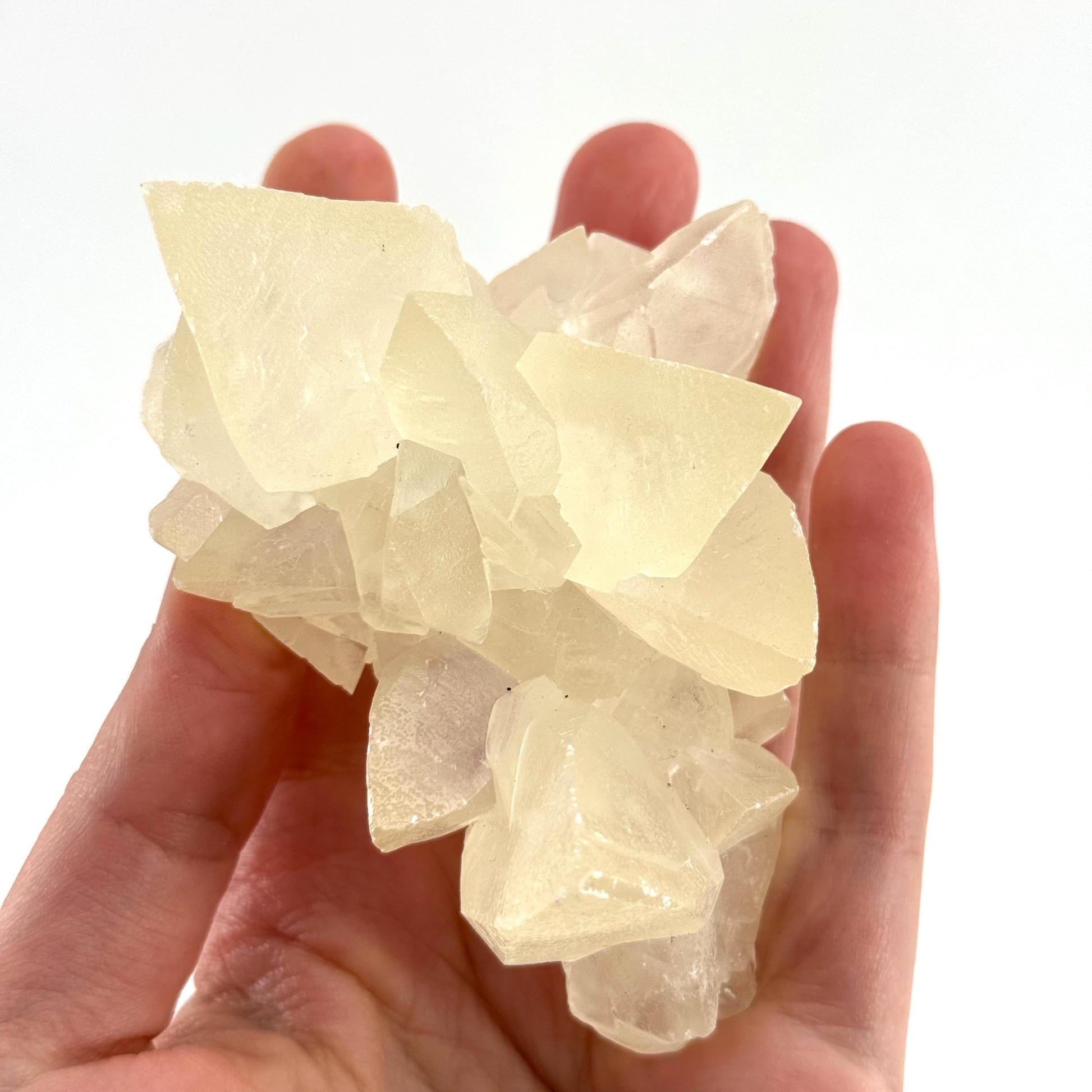 Fluorescent Calcite | UV-reactive raw crystal cluster, natural mineral specimen
