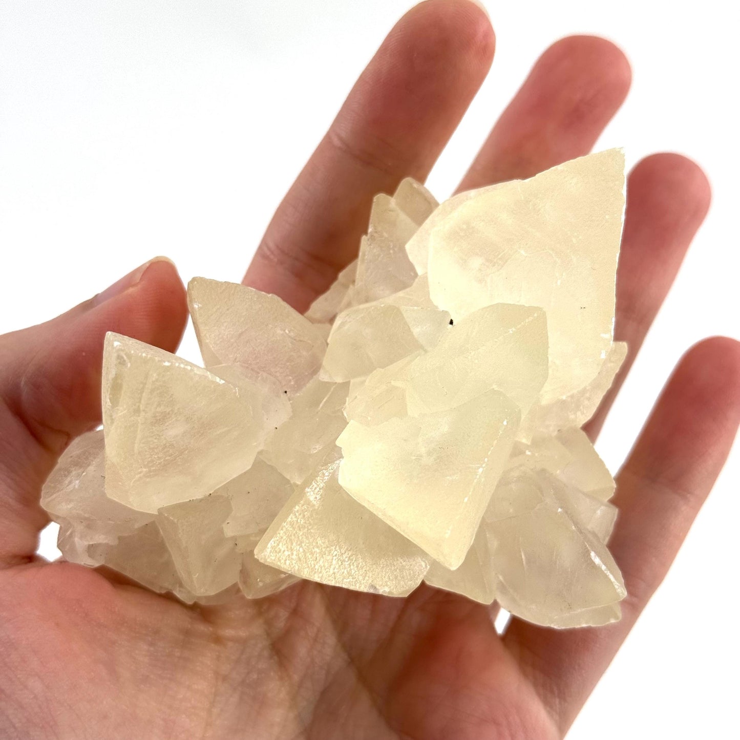 Fluorescent Calcite | UV-reactive raw crystal cluster, natural mineral specimen