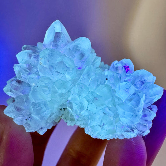 Fluorescent Calcite | UV-reactive raw crystal cluster, natural mineral specimen